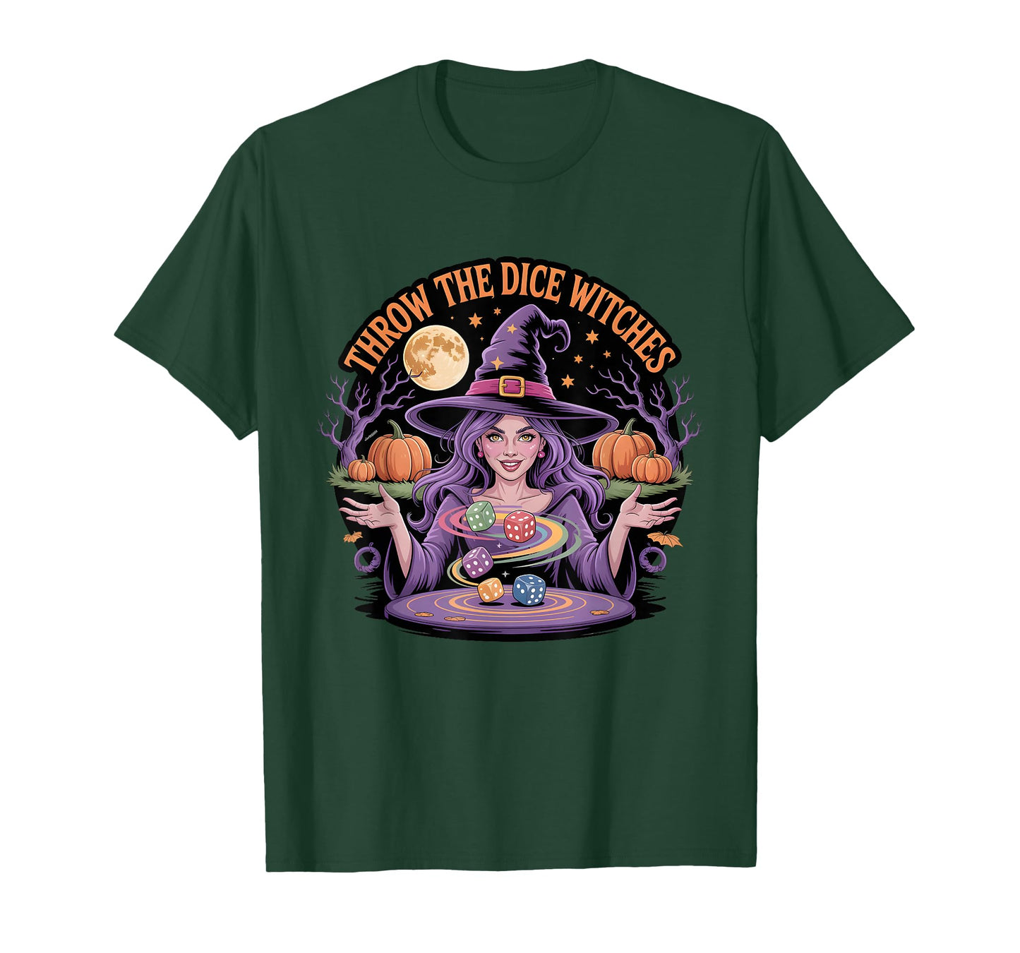 Throw The Dice Witches Funny Halloween Witch RPG Gaming T-Shirt