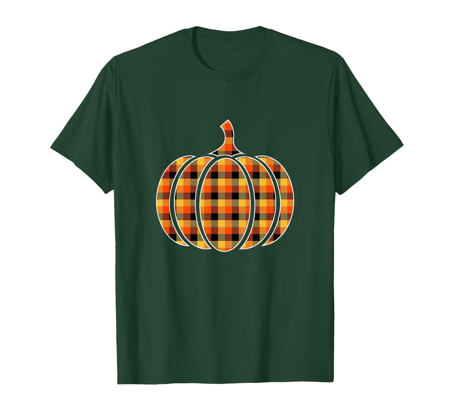 Funny Halloween Orange Pumpkin Buffalo Plaid for Women Girls T-Shirt