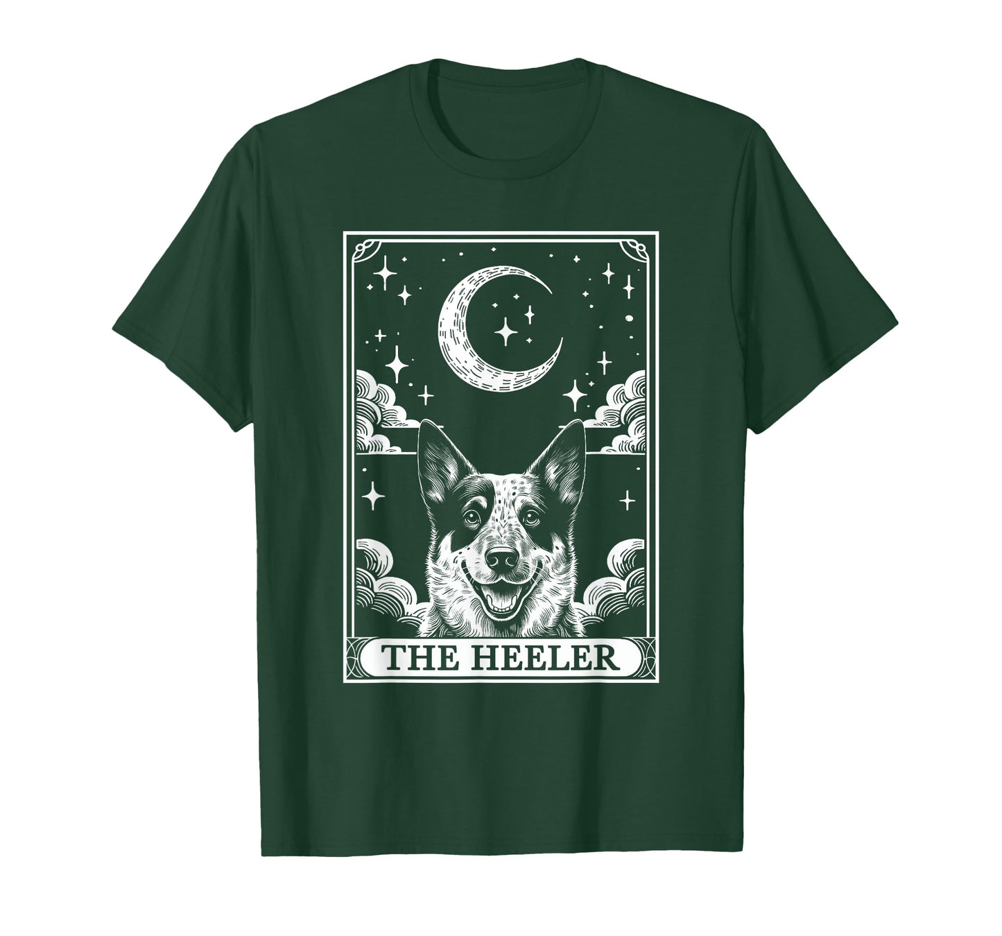 Tarot Card Vintage Crescent Moon Australian Cattle Dog Mom Men Women Kids T-Shirt