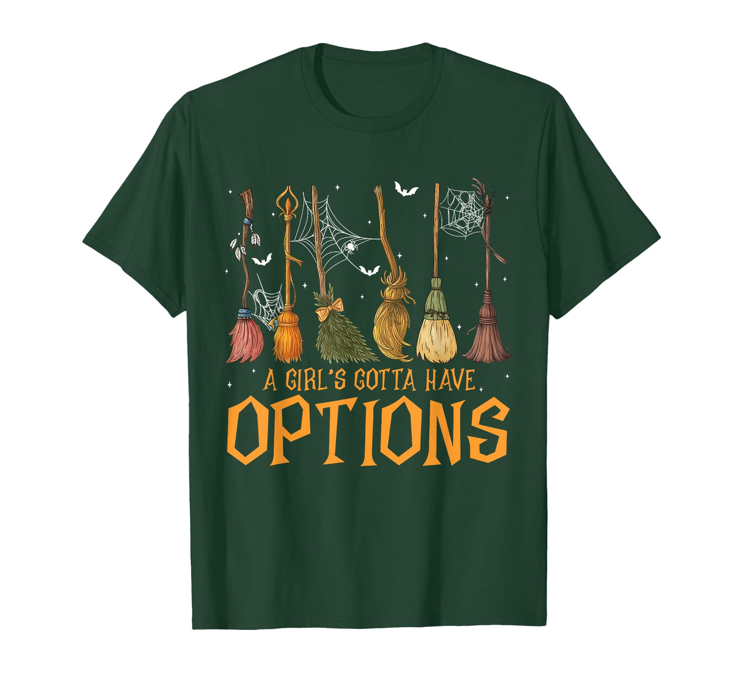 A Girl’s Gotta Have Options Witch Broom Halloween Vintage T-Shirt
