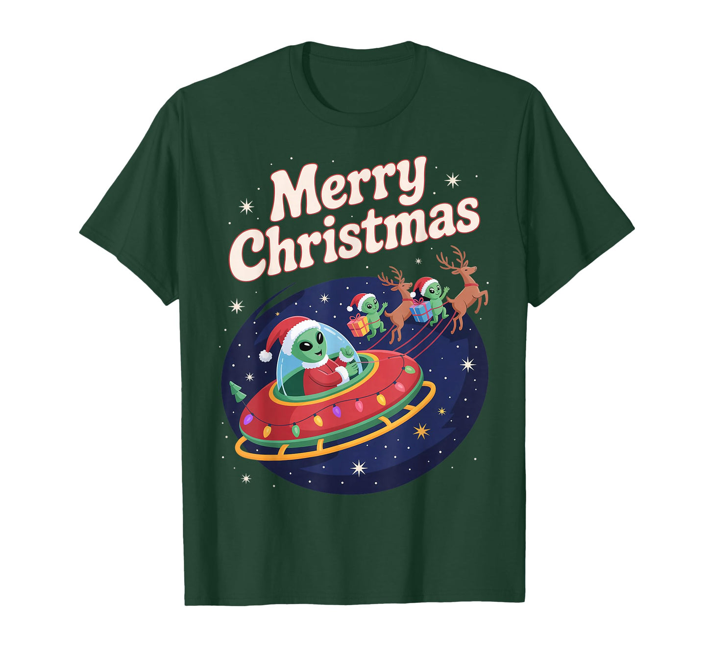 Funny Alien Trio Merry Ugly Christmas Santa Hat Gifts Xmas T-Shirt