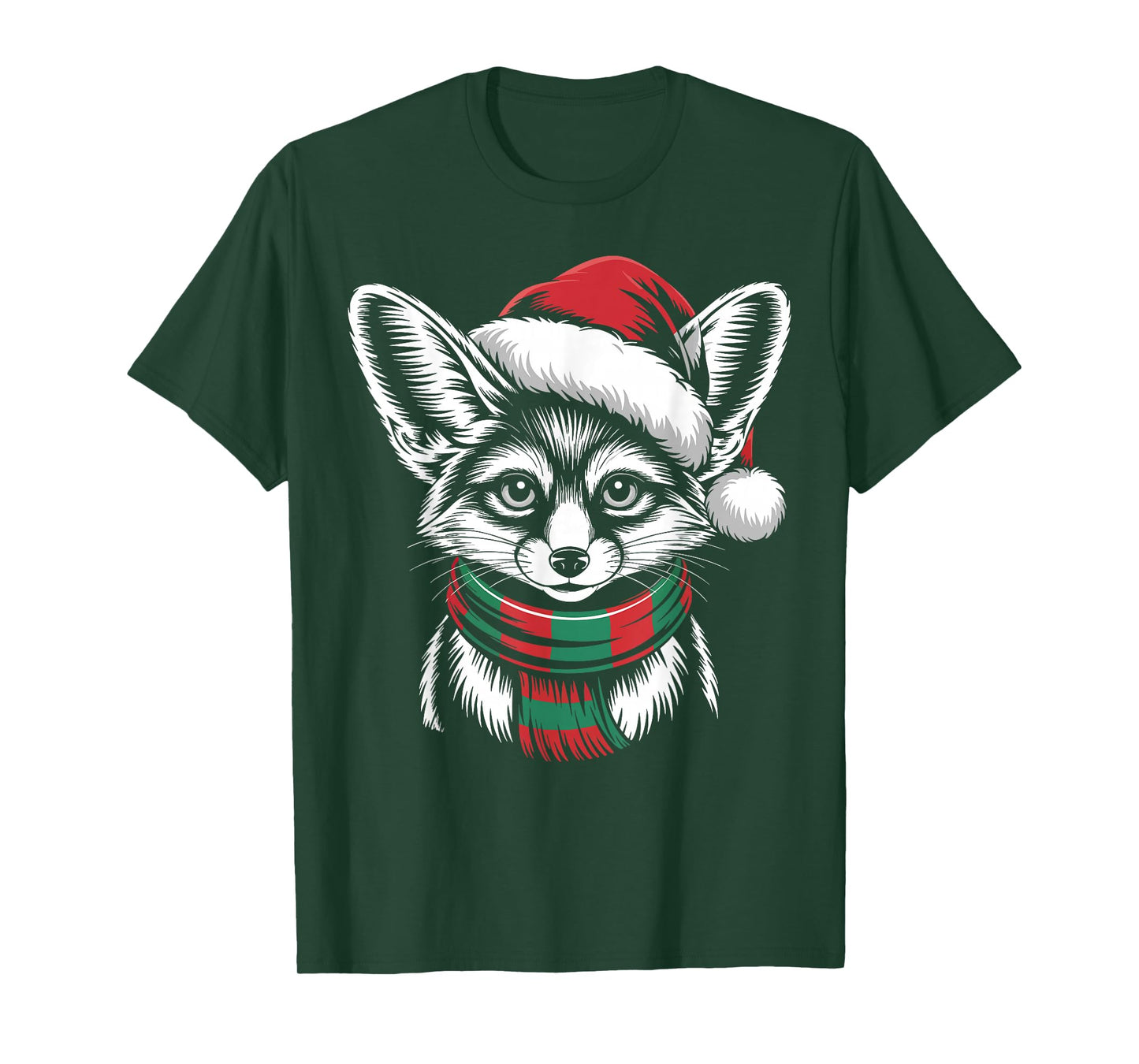 Fennec Fox Xmas Santa Hat Scarf Christmas Costume T-Shirt