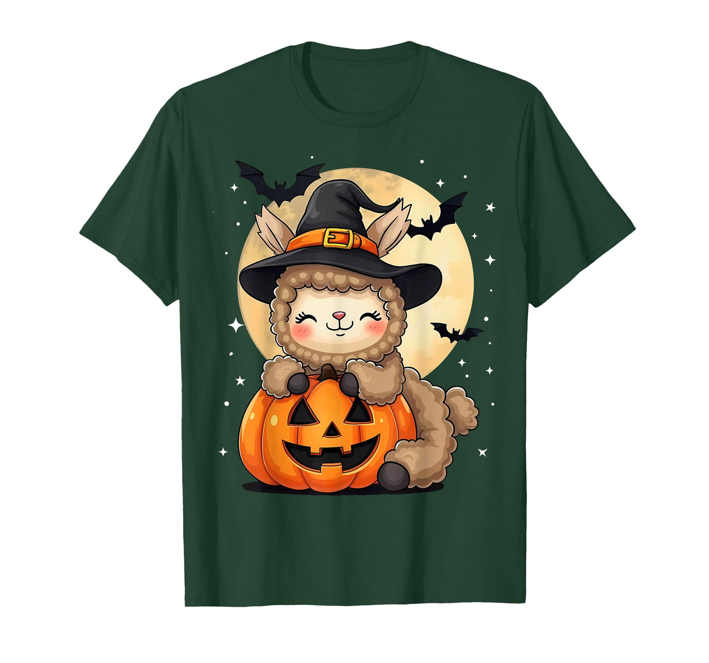 Halloween Llama Witch Hat Pumpkin Spooky T-Shirt