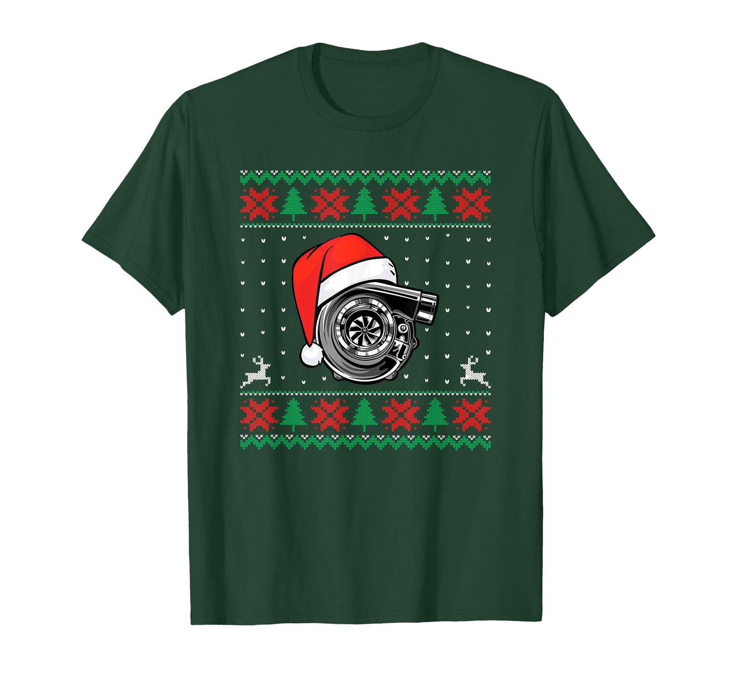 Santa Hat Turbocharger Car Enthusiast Ugly Xmas T-Shirt