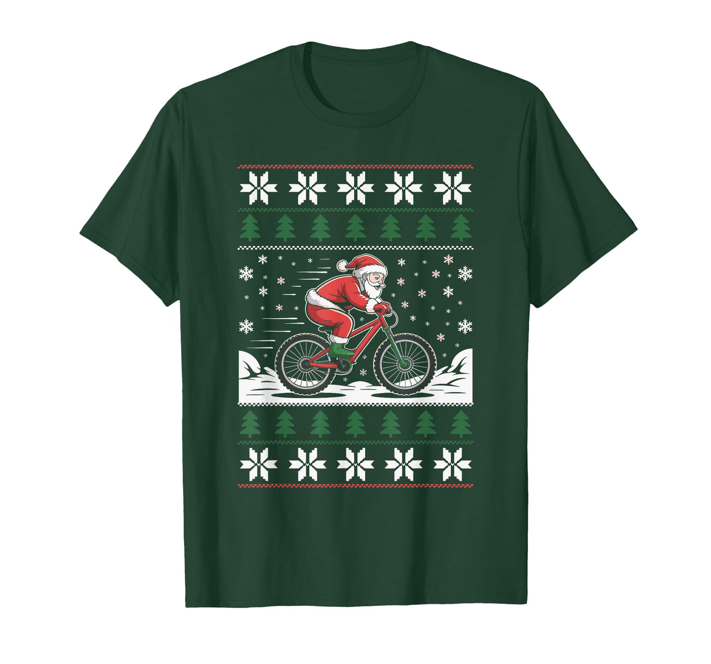 Santa Claus Mountain Bike Ugly Christmas Sweater MTB T-Shirt