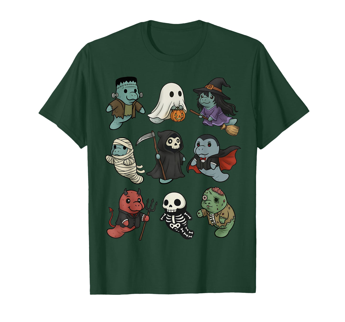Cute Manatee Ghost Zombie Witch Halloween Costume Kids T-Shirt