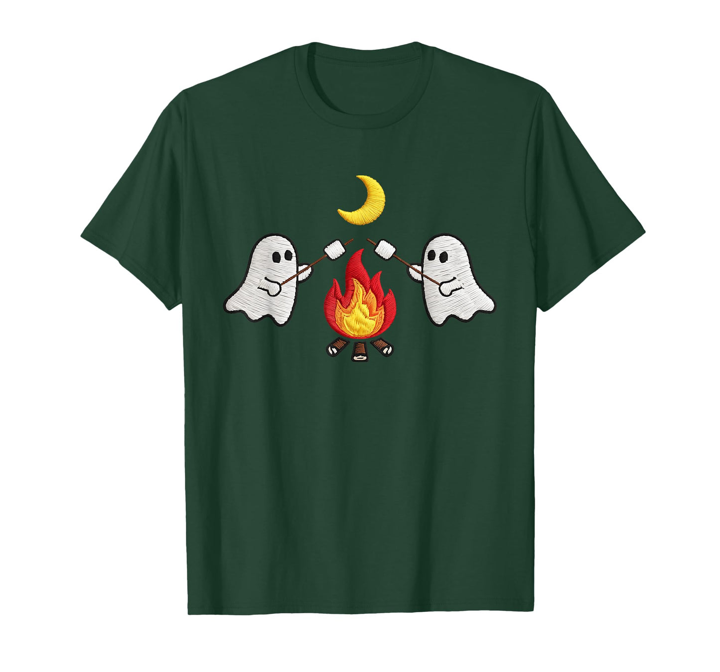 Halloween Ghost Camping Lovers Embroidered Trick or Treat T-Shirt