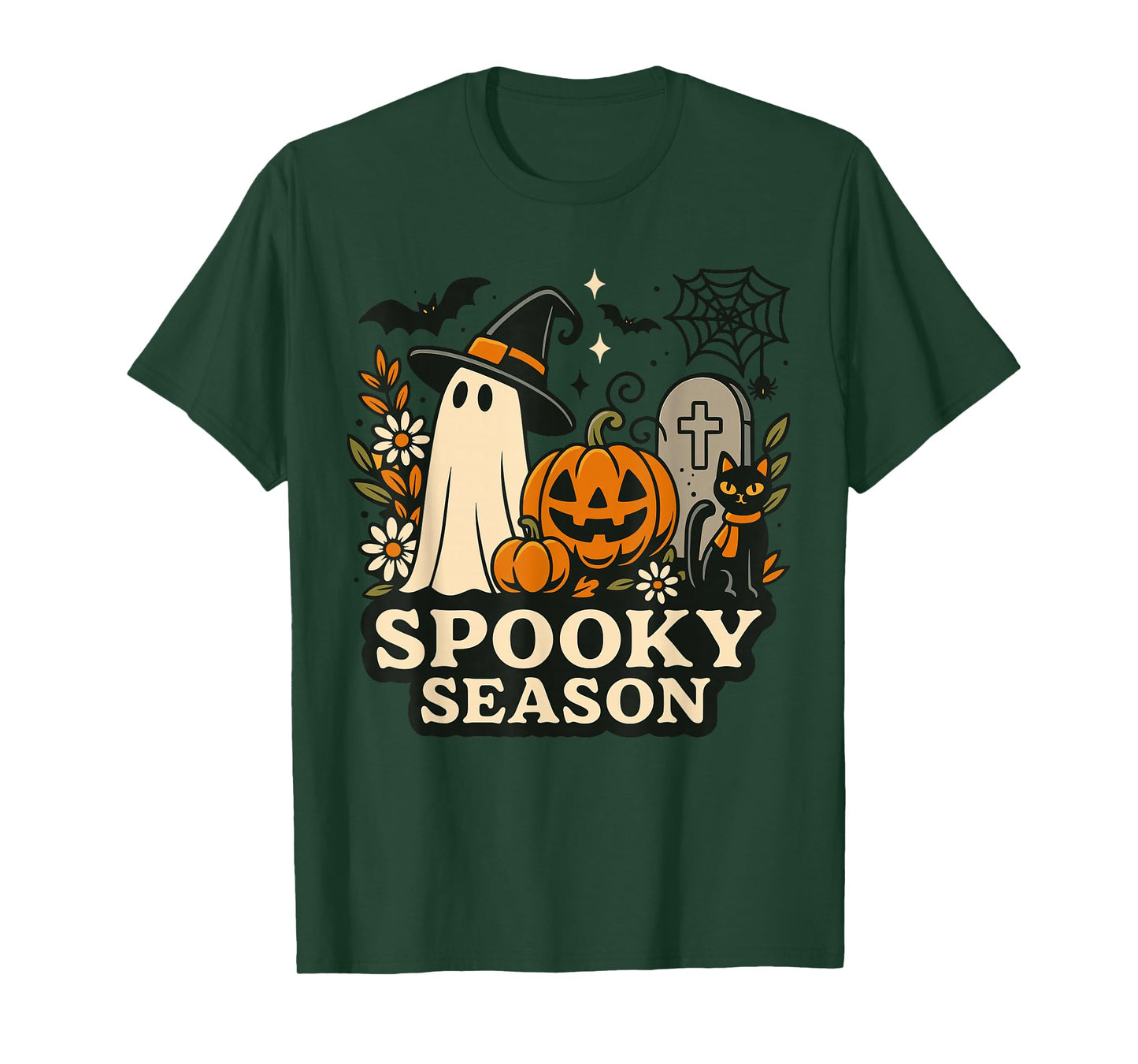 Vintage Spooky Season Shirt, Halloween Ghost Pumpkin Cat T-Shirt