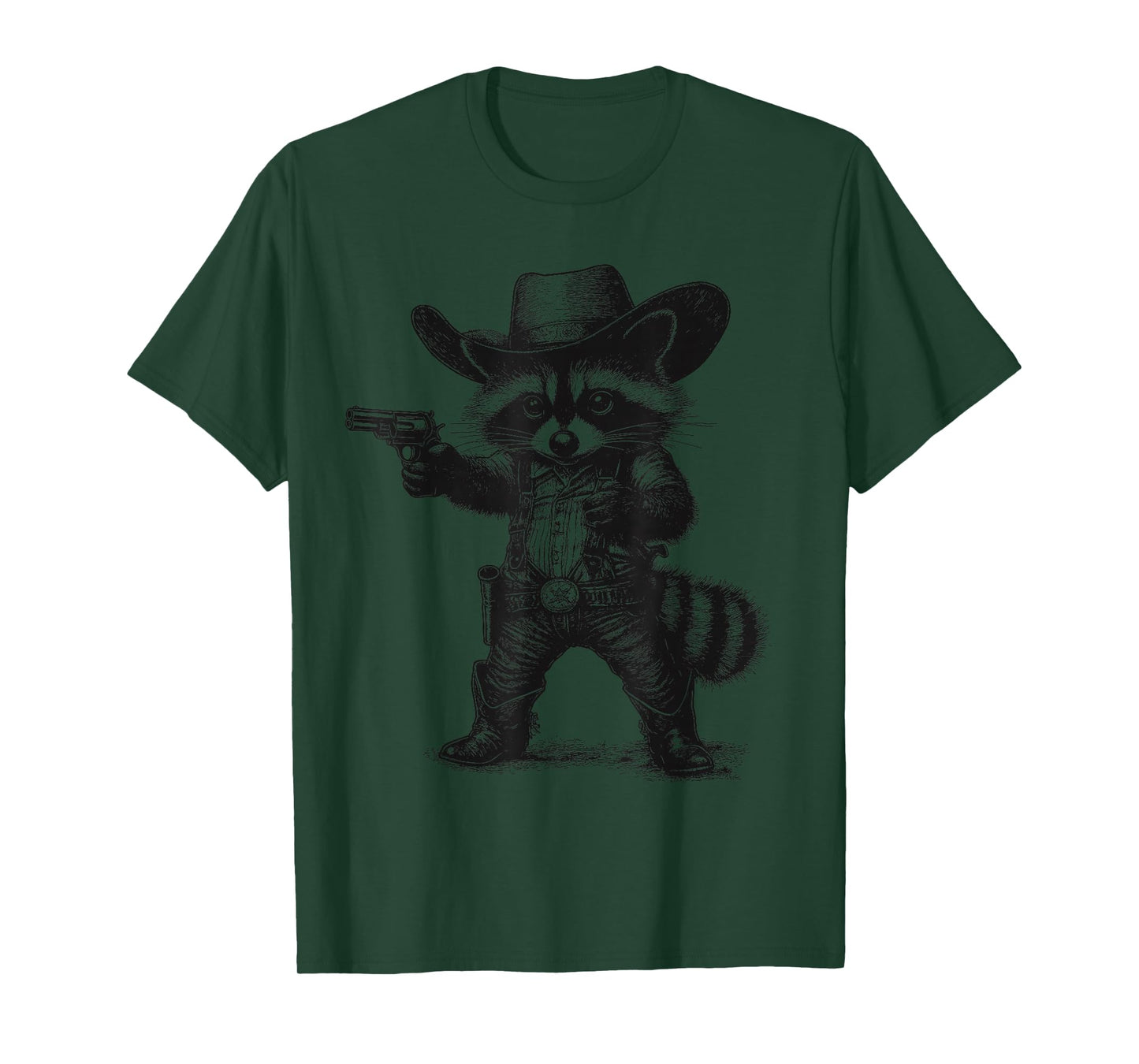 Raccoon Cowboy Hat Funny Western Cute Raccoon Lover Vintage T-Shirt