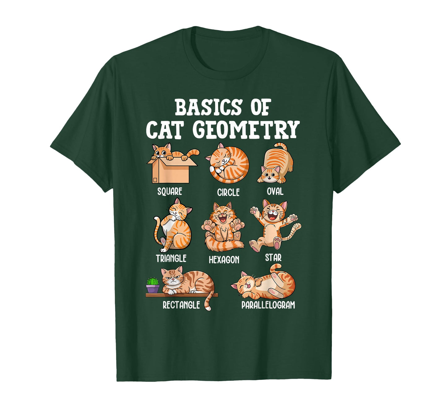 Cat Geometry Math Funny Cat Men Women Kids Teen Girls Boys T-Shirt