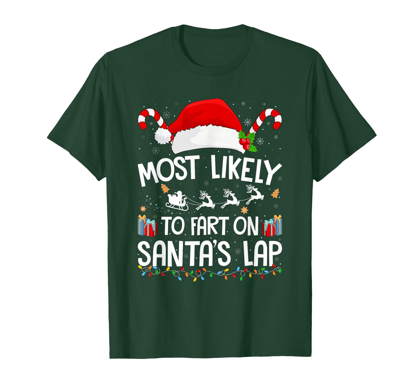 Most Likely to Fart On Santa's Lap Family Christmas Pajamas T-Shirt