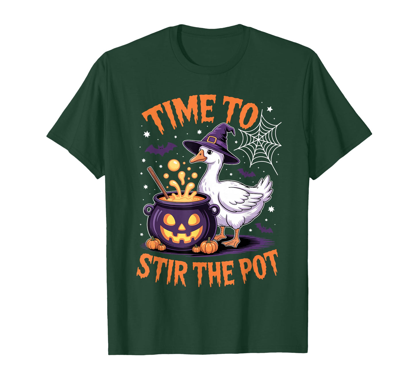 Time to Stir The Pot Funny Halloween Goose Witch Women Men T-Shirt