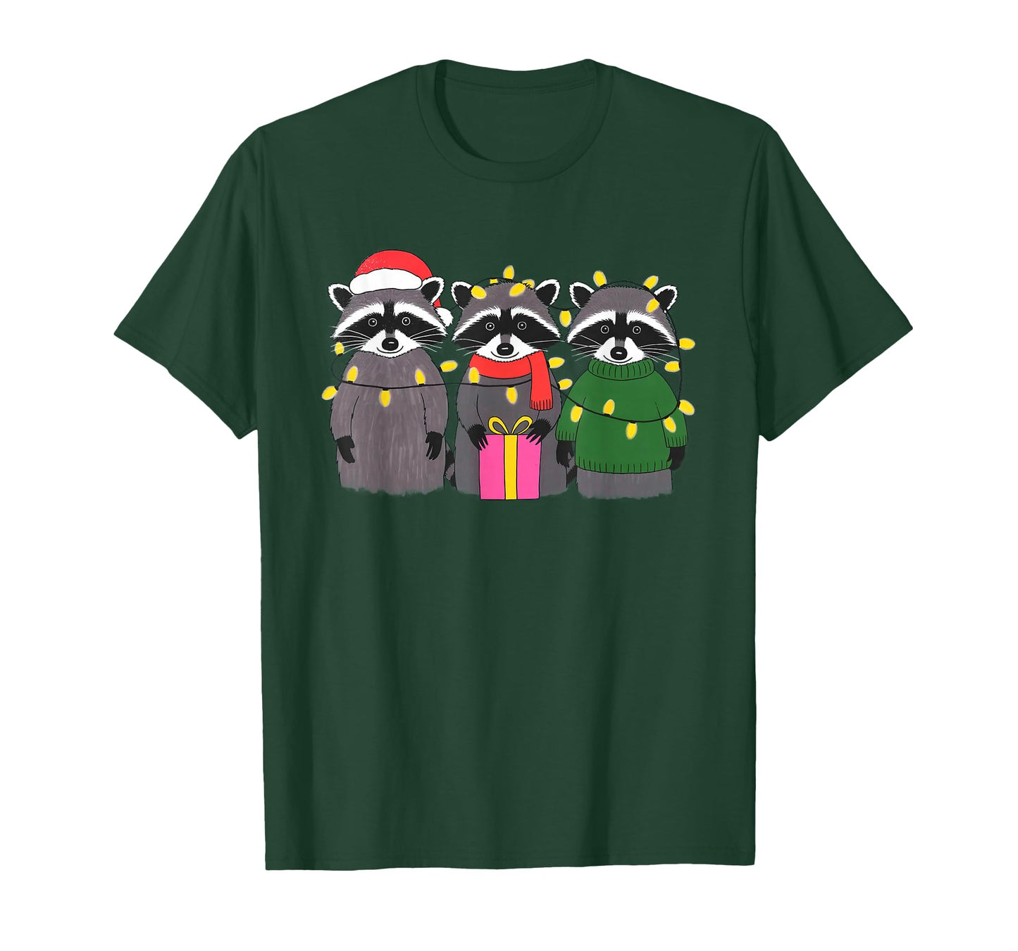 Cute Raccoon Christmas Funny Holiday Santa Claus Animal Gift T-Shirt