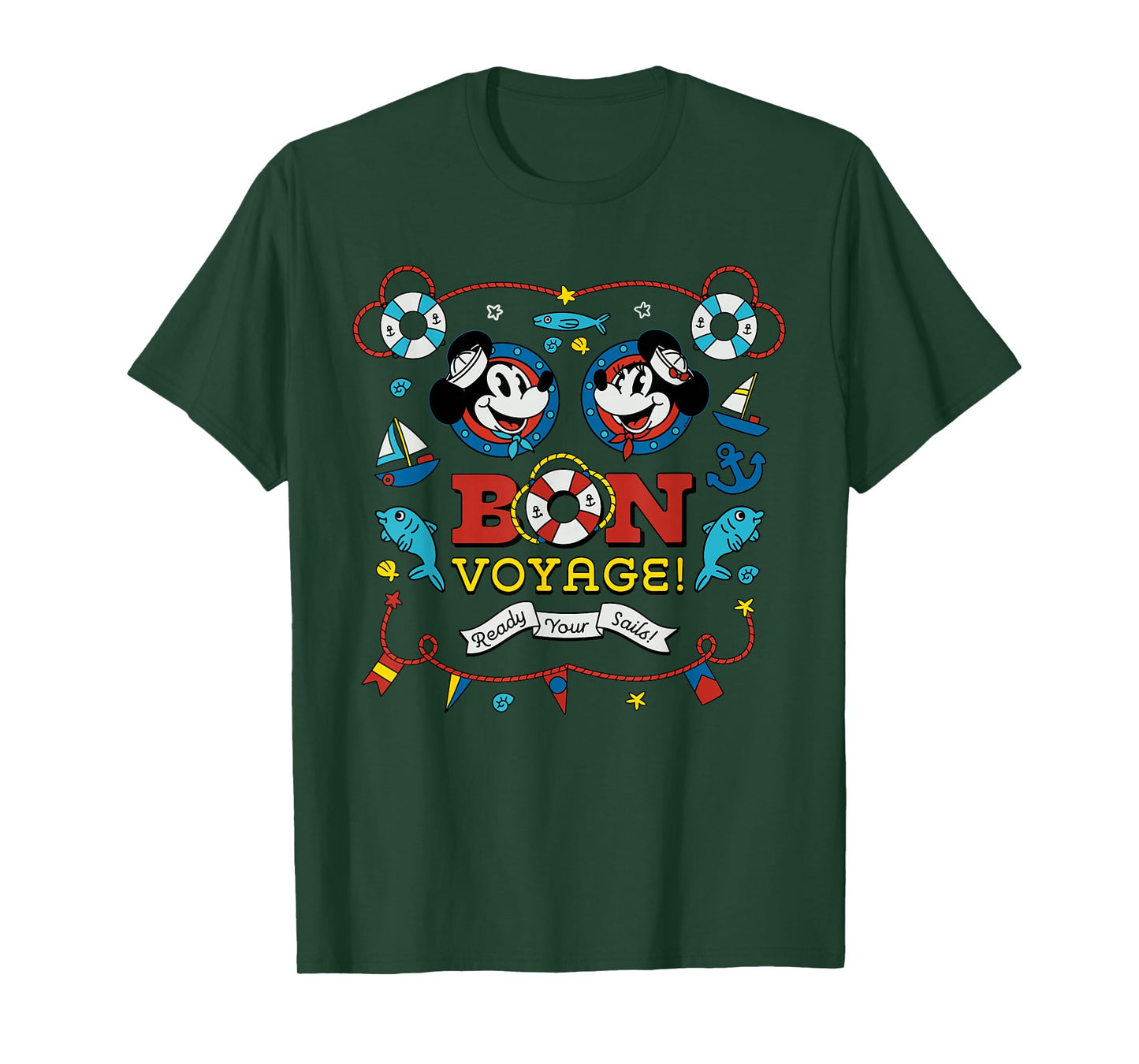 Disney Cruise Mickey & Minnie Mouse Bon Voyage Ship Vacation T-Shirt