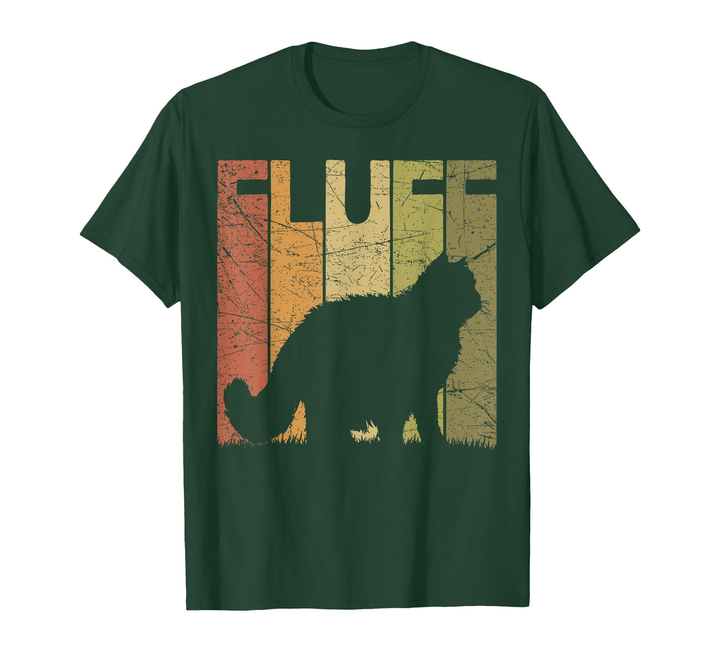 Cat Fluff Vintage Cat Lover Retro Cat Silhouette T-Shirt for Men Women Girls Kids