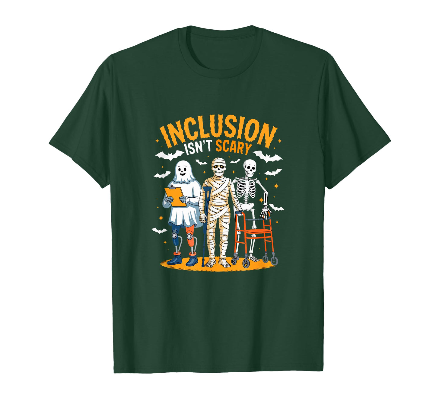 Inclusion Isn't Scary Halloween Boo Skeleton Sped Teacher T-Shirt