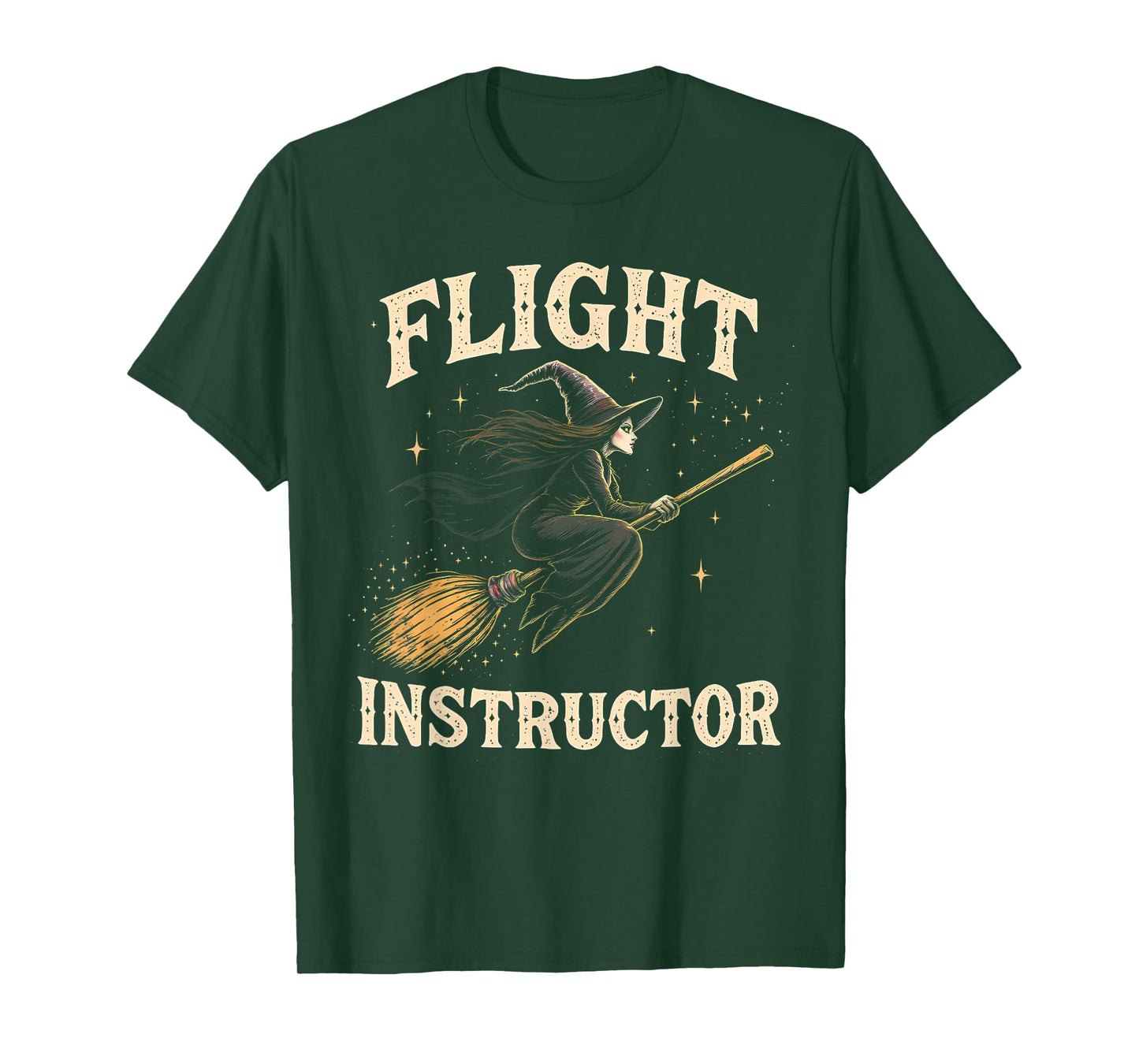 Flight Instructor Witch Riding Broomstick Halloween Costume T-Shirt