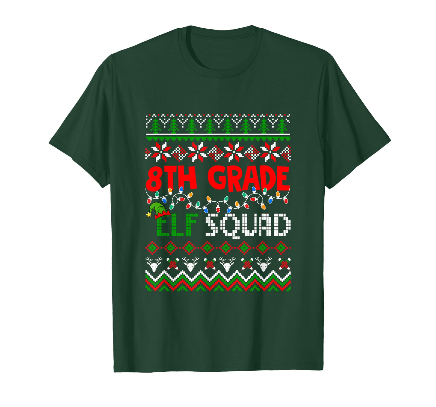 8th Grade Elf Squad Christmas Sweater Students Teachers T-Shirt