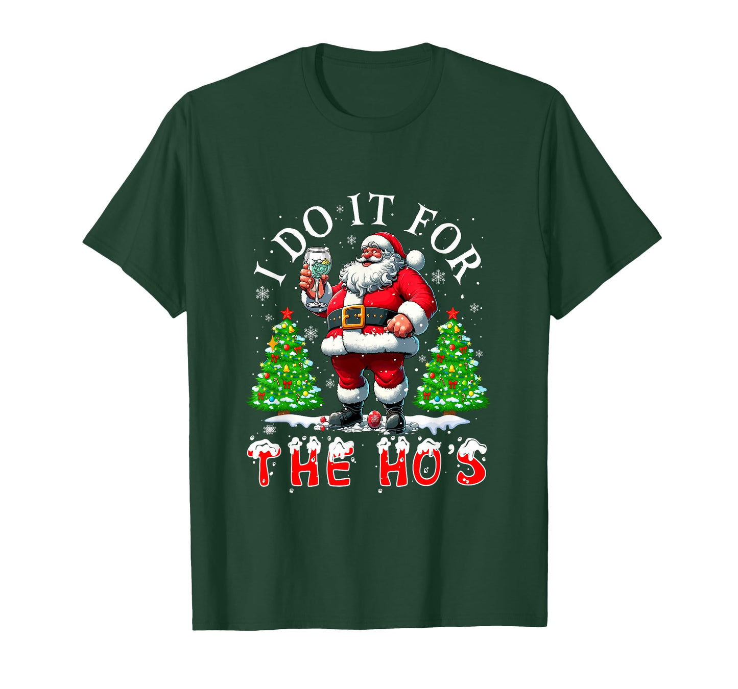 I Do for The Ho's Christmas Funny Joke Santa Drinking Gin T-Shirt