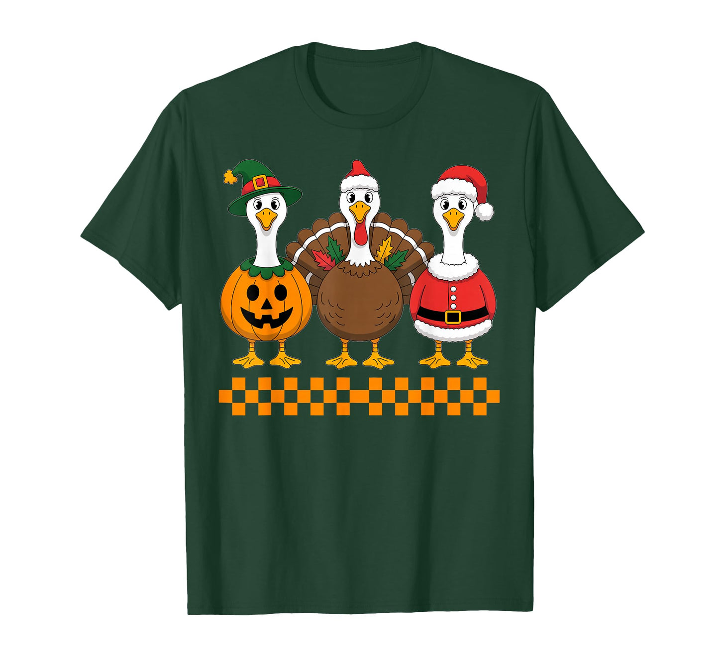 Happy Hallothanksmas Fall Season Cute Christmas Santa Turkey T-Shirt