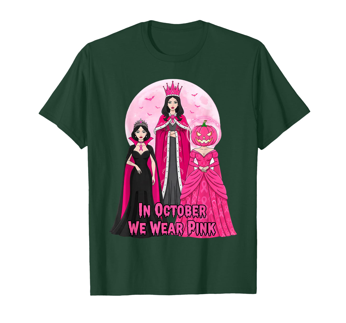 October We Wear Pink Witch Halloween Breast Cancer Awareness T-Shirt