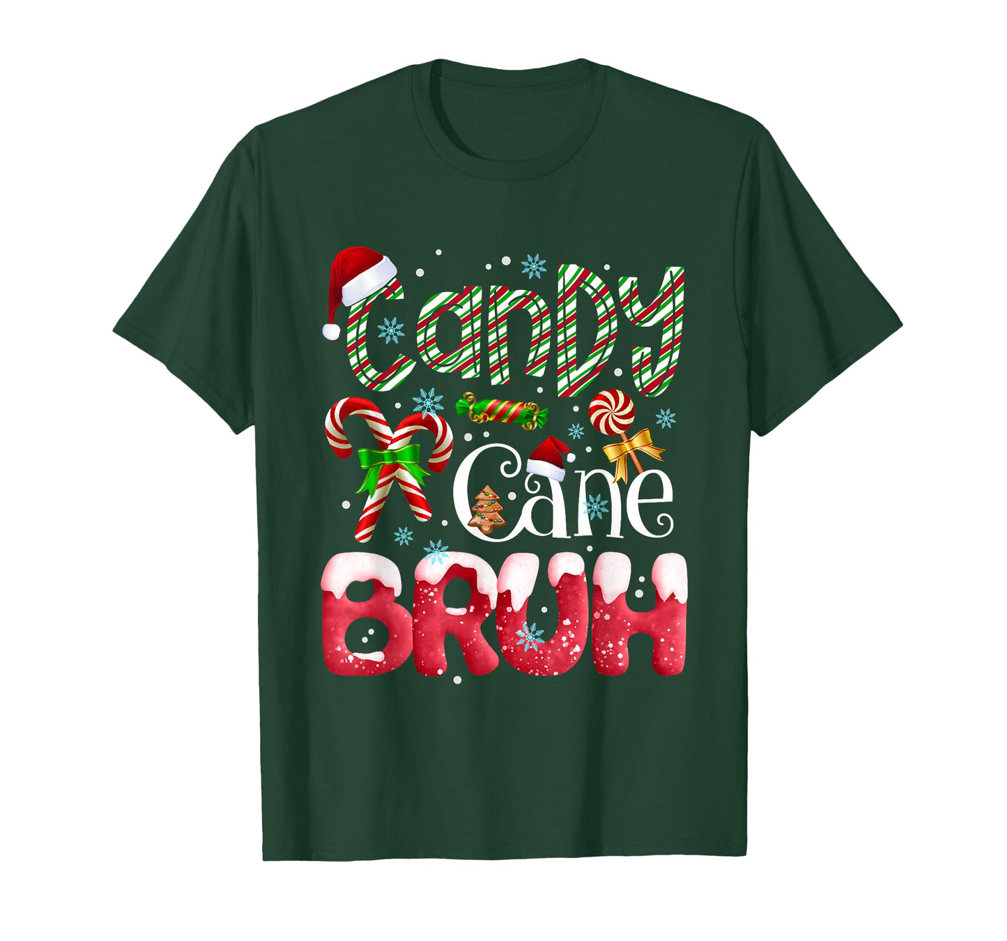 Candy Cane Bruh Christmas Santa Claus Xmas Matching Family T-Shirt