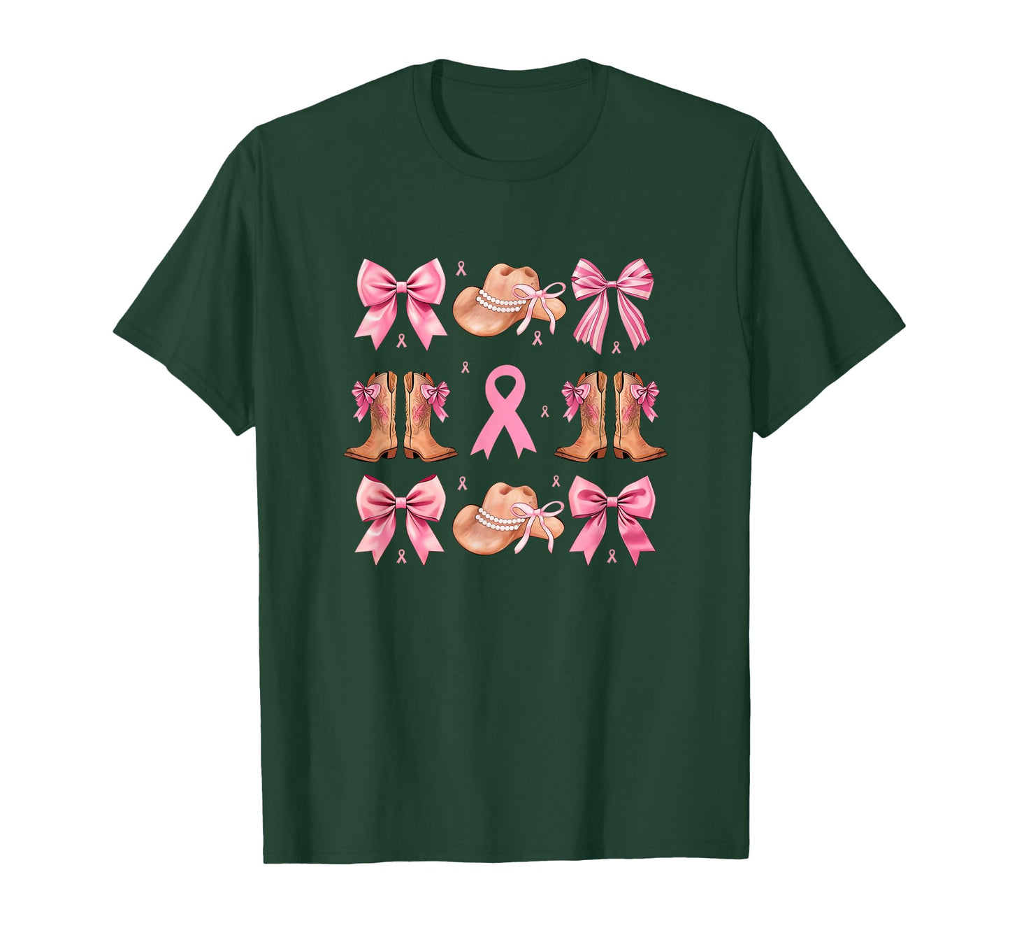 Cowgirl Boots, Pink Bow Western Tee, Country Concert Breast T-Shirt
