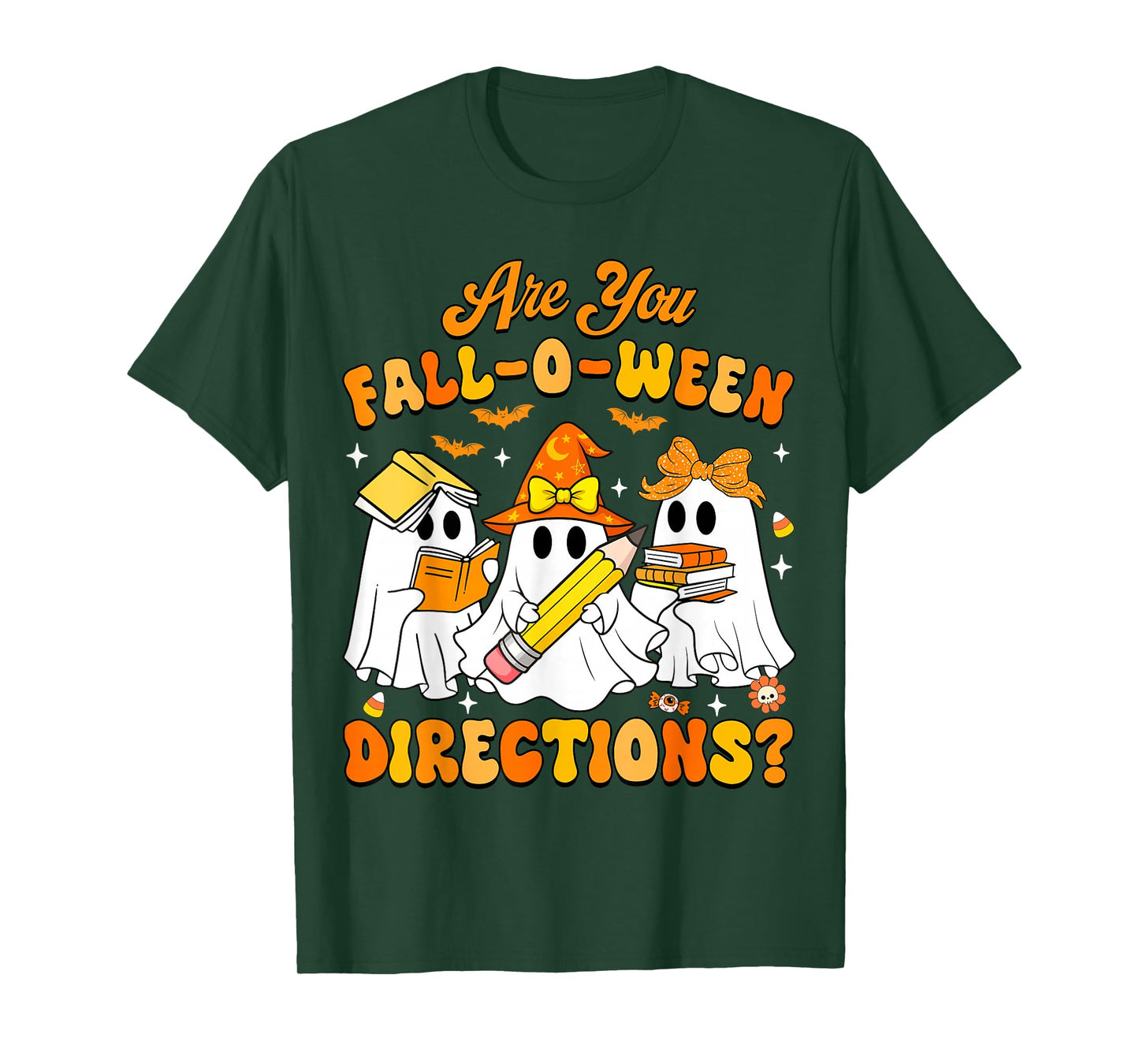 Groovy Halloween are You Fall O Ween Directions Teacher Kids T-Shirt