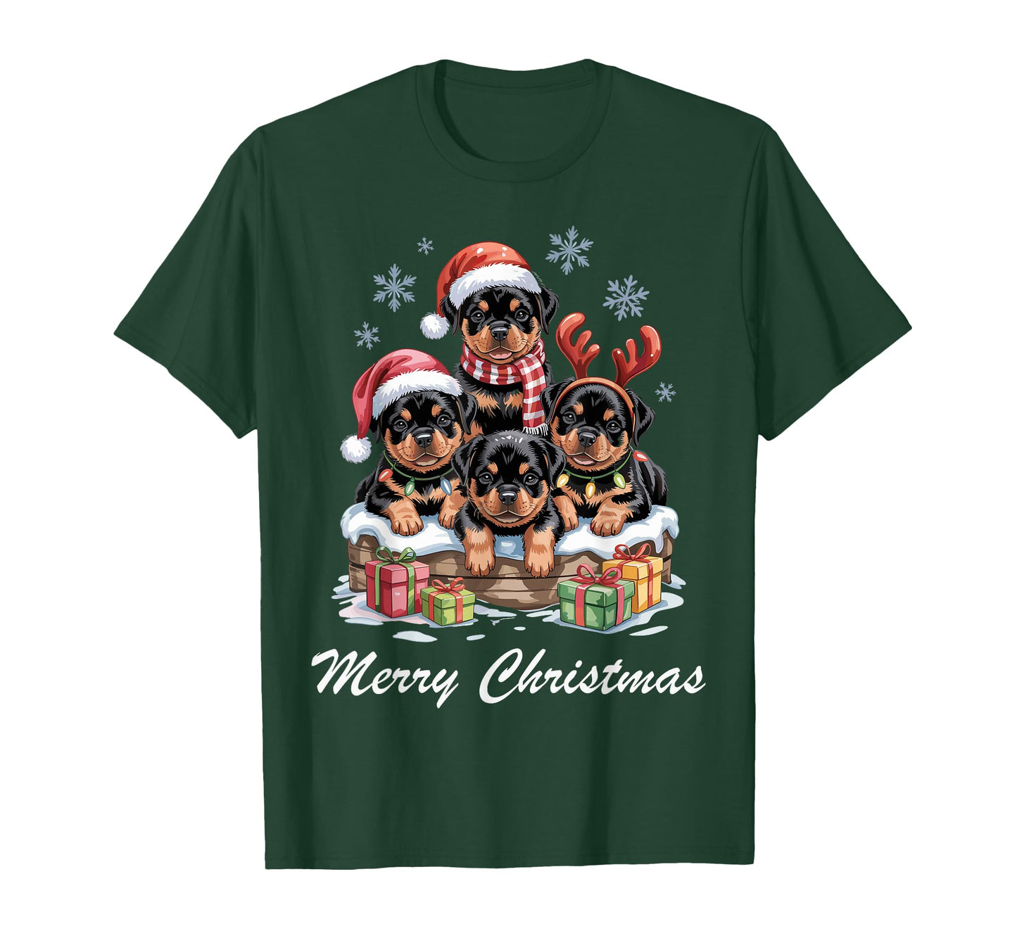 Rottweiler Merry Christmas Funny Rottie Dog Lovers Holiday T-Shirt