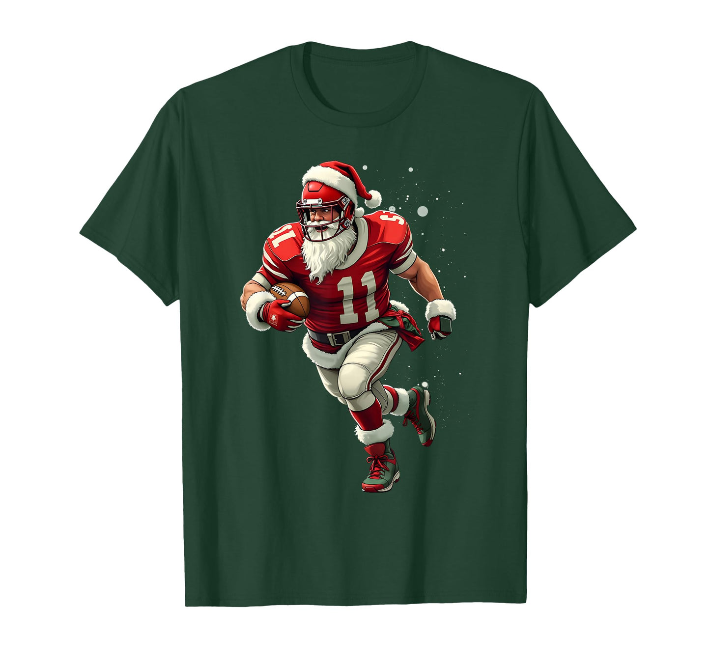 Santa Sports Christmas Football Player For Men Boys T-Shirt