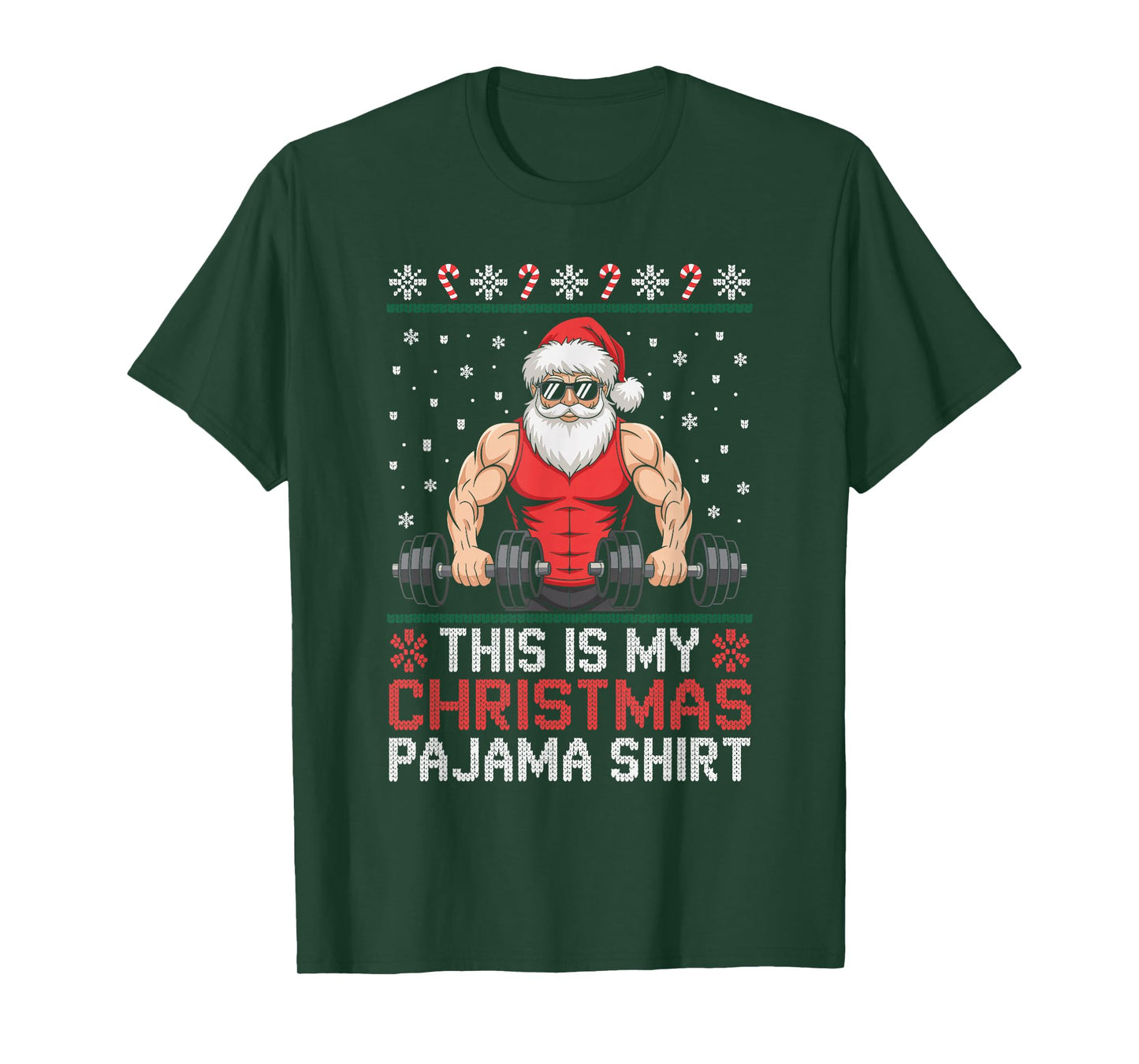 Santa Weightlifting Ugly Christmas Sweater Fitness Deadlift T-Shirt