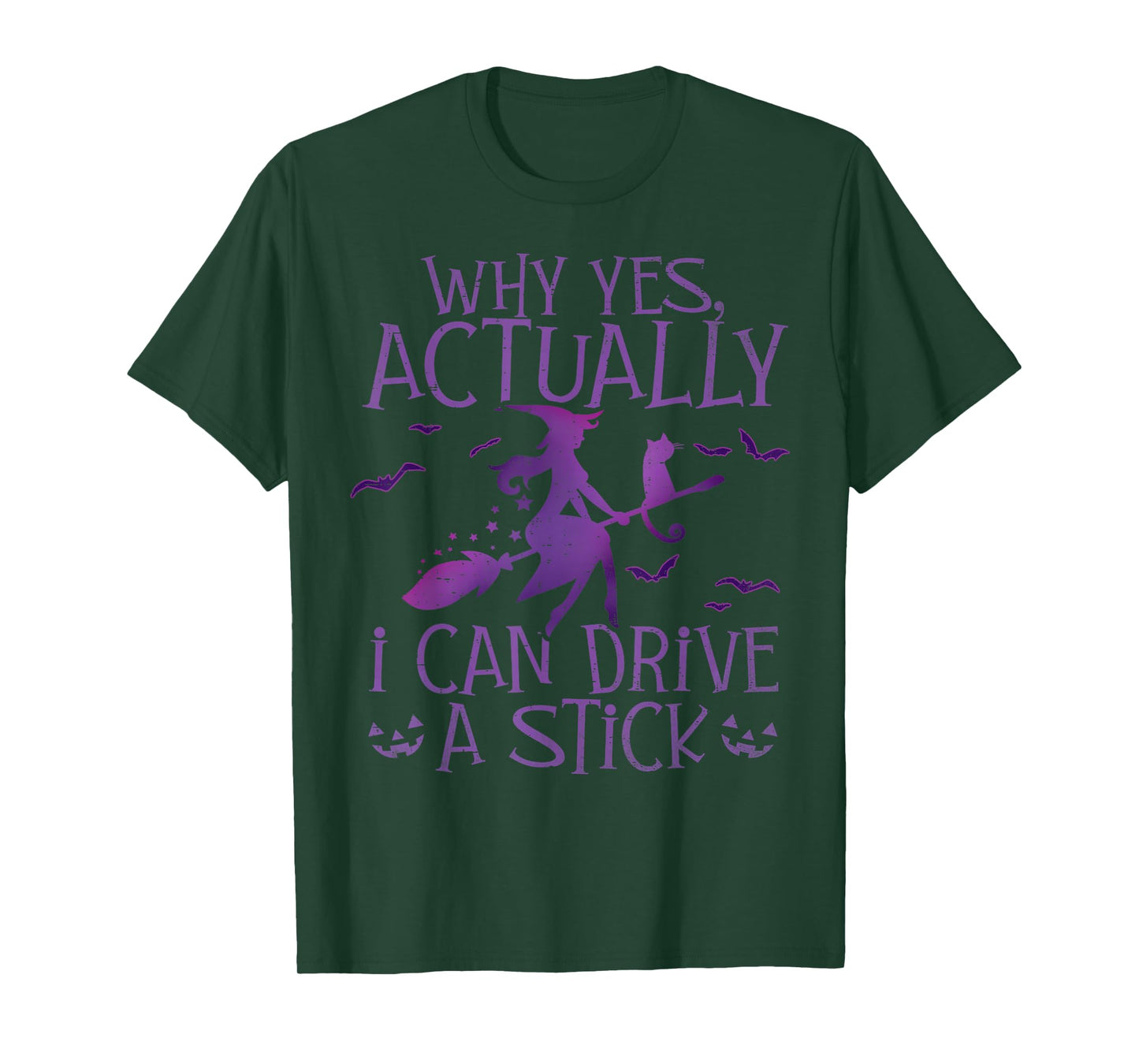 Why Yes I Can Drive a Stick Halloween Witch Women Girl T-Shirt