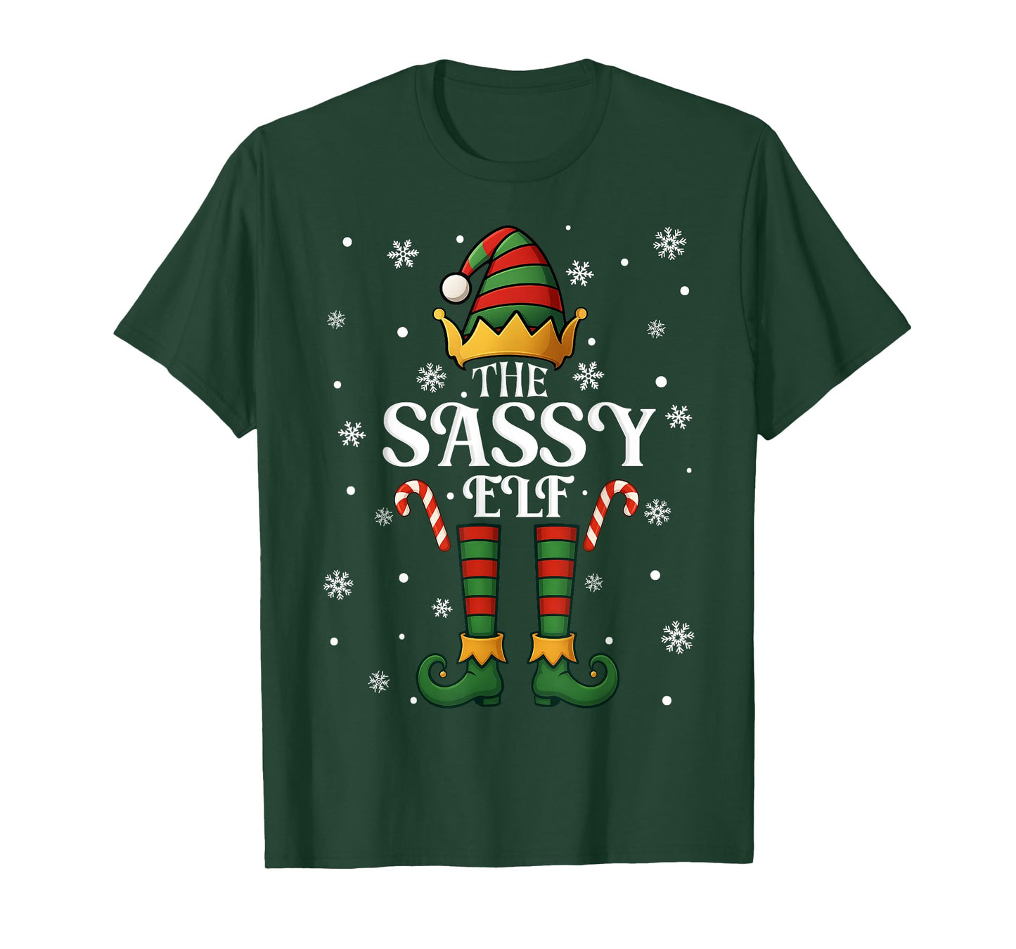 Christmas Family Matching Women Girls Mom The Sassy Elf Xmas T-Shirt