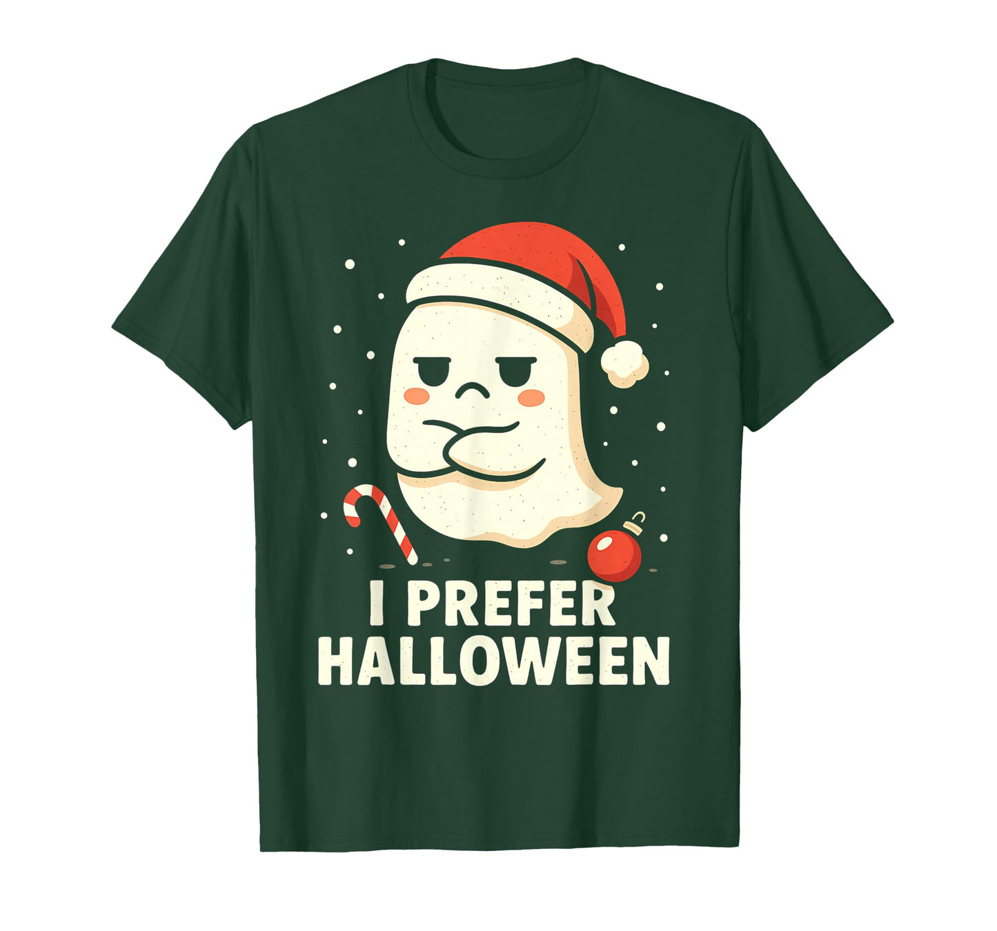 I Prefer Halloween Ghost Santa Hat Sarcastic Christmas T-Shirt
