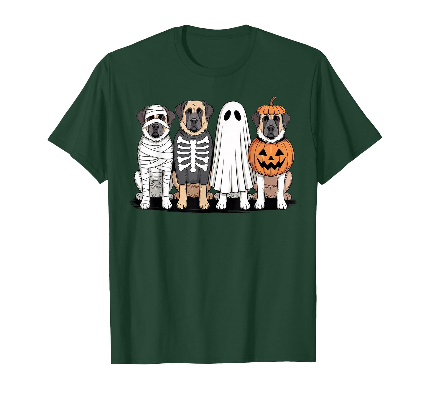 Spooky Ghost Anatolian Shepherd Pumpkin Halloween Skeleton T-Shirt
