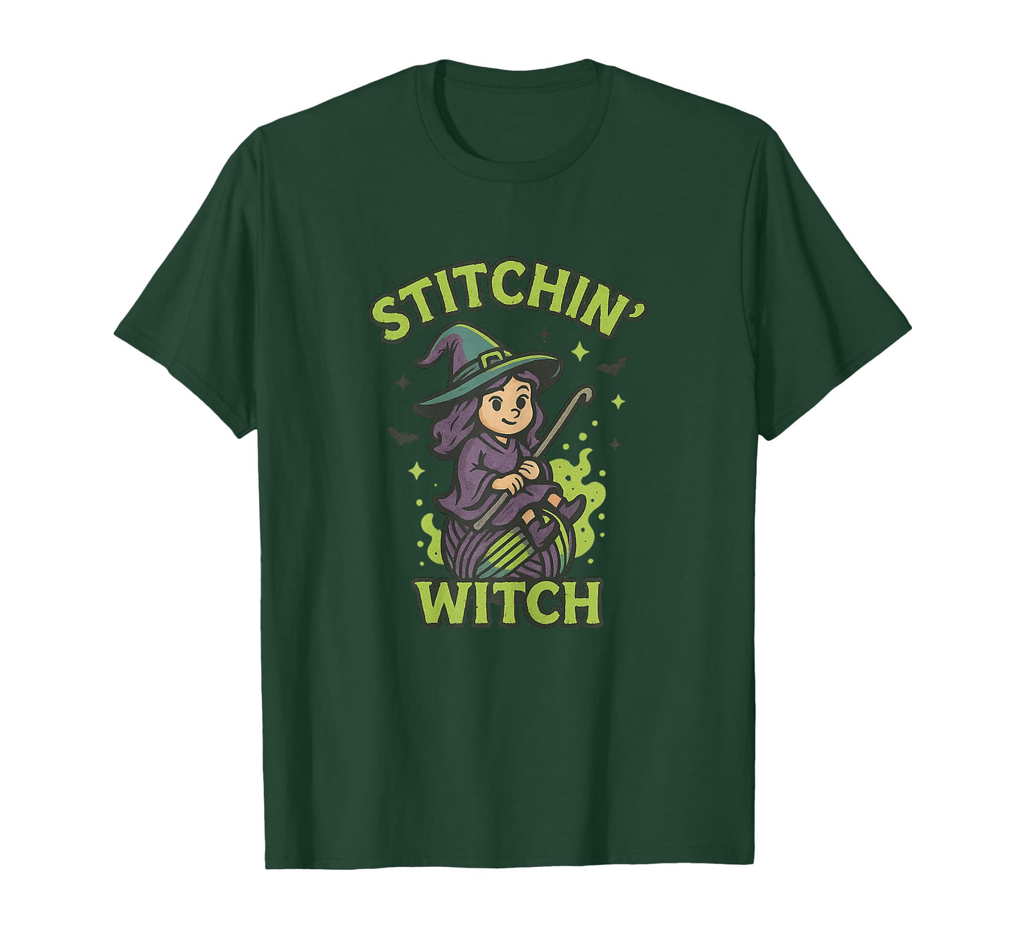Stitchin’ Witch Halloween Crochet Funny Knitting Yarn T-Shirt
