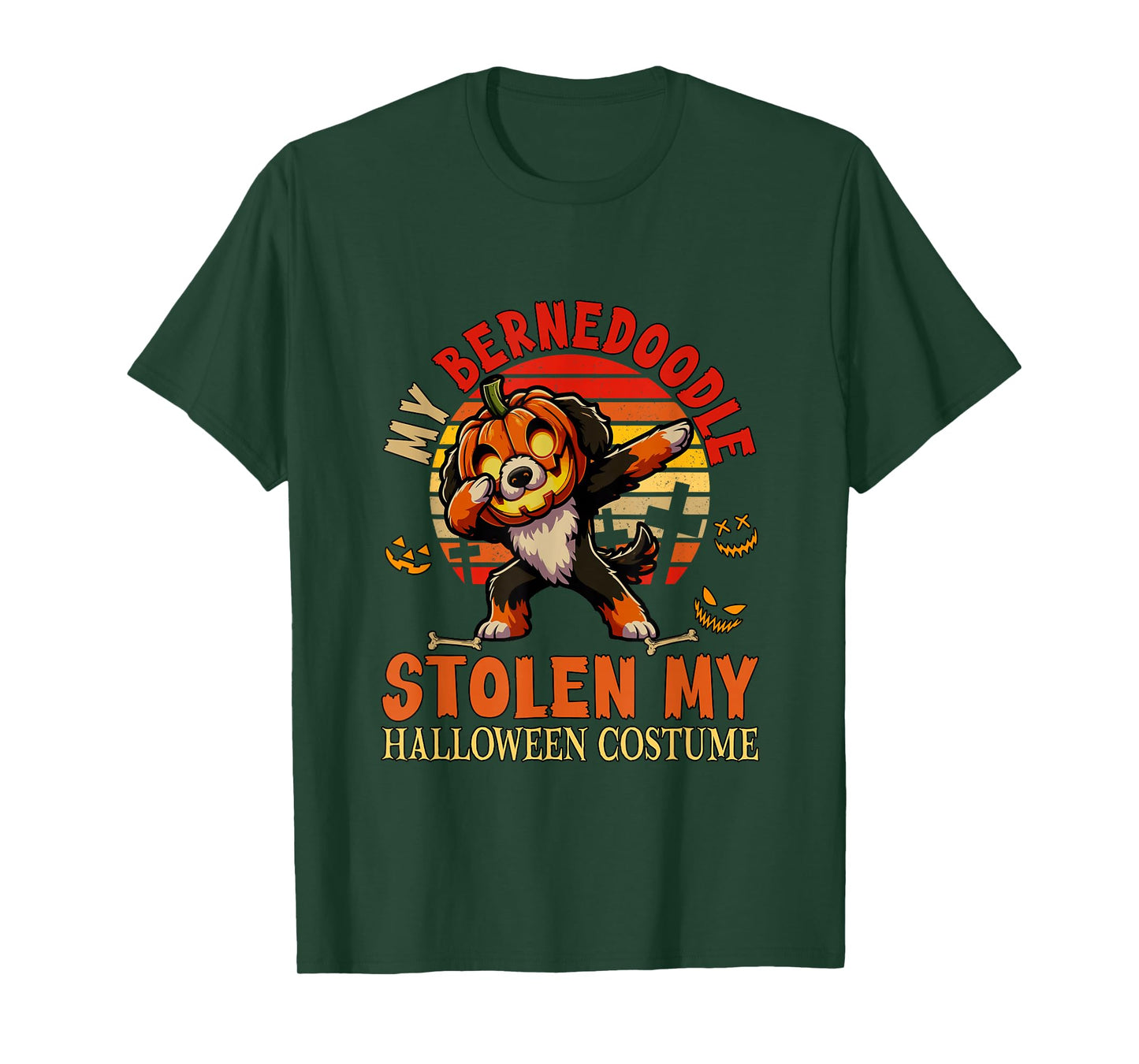 Bernedoodle Stolen My Halloween Costume Dog Carved Pumpkin T-Shirt