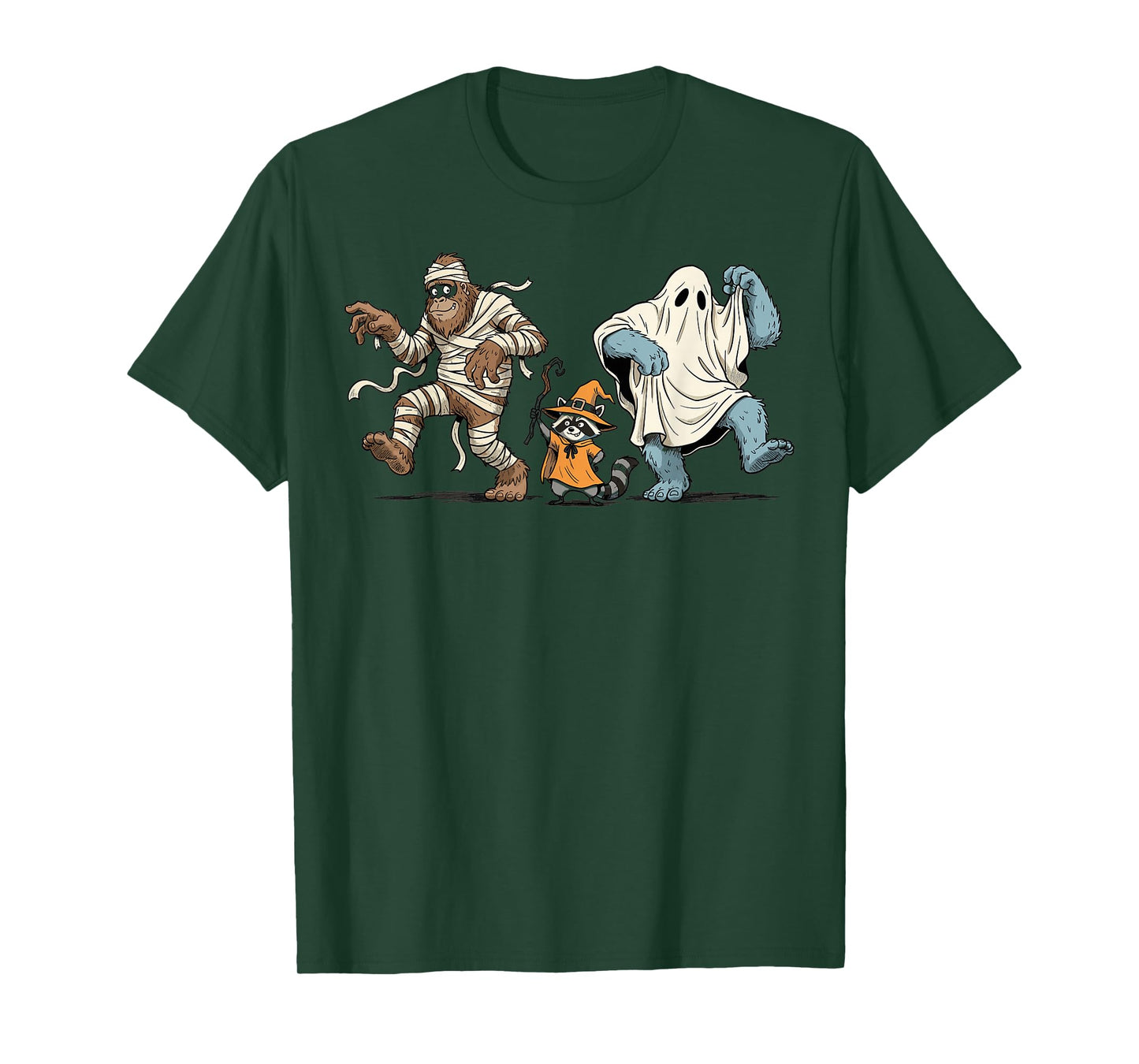Halloween Bigfoot Yeti Raccoon Cute Monster Costume T-Shirt