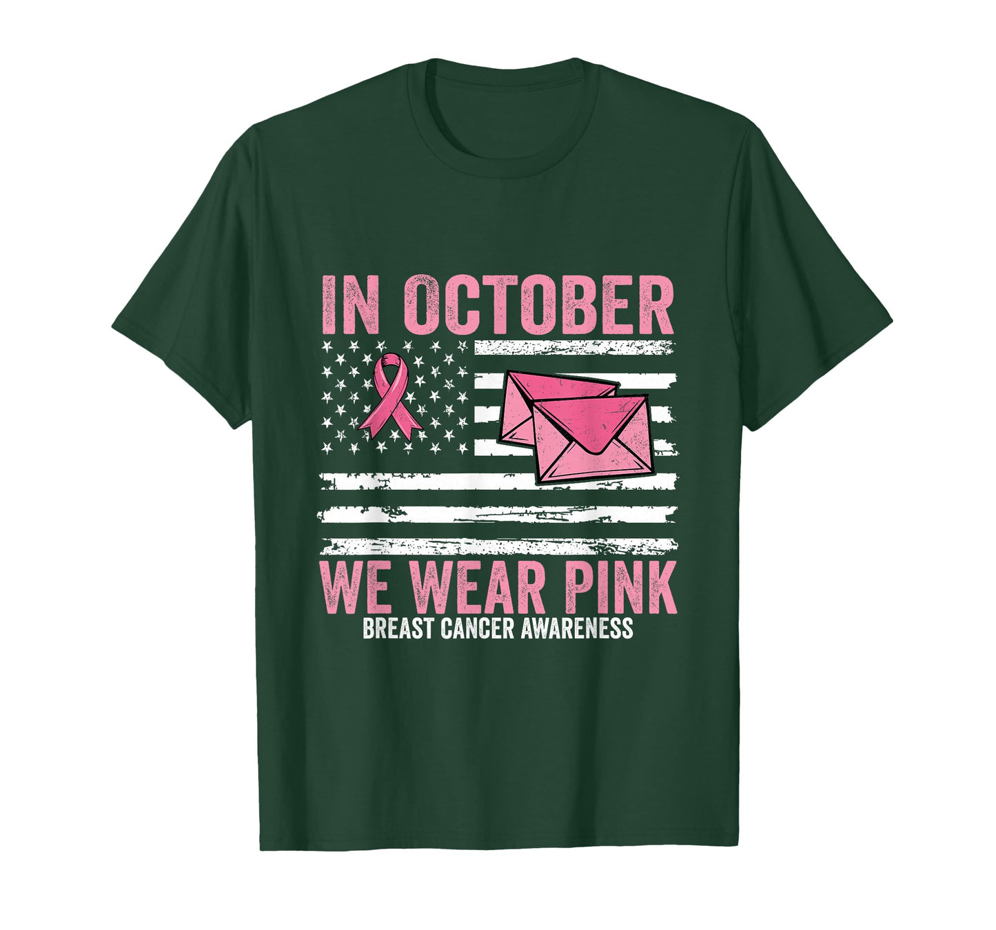 October We Wear Pink Breast Cancer Awareness Postal Worker T-Shirt