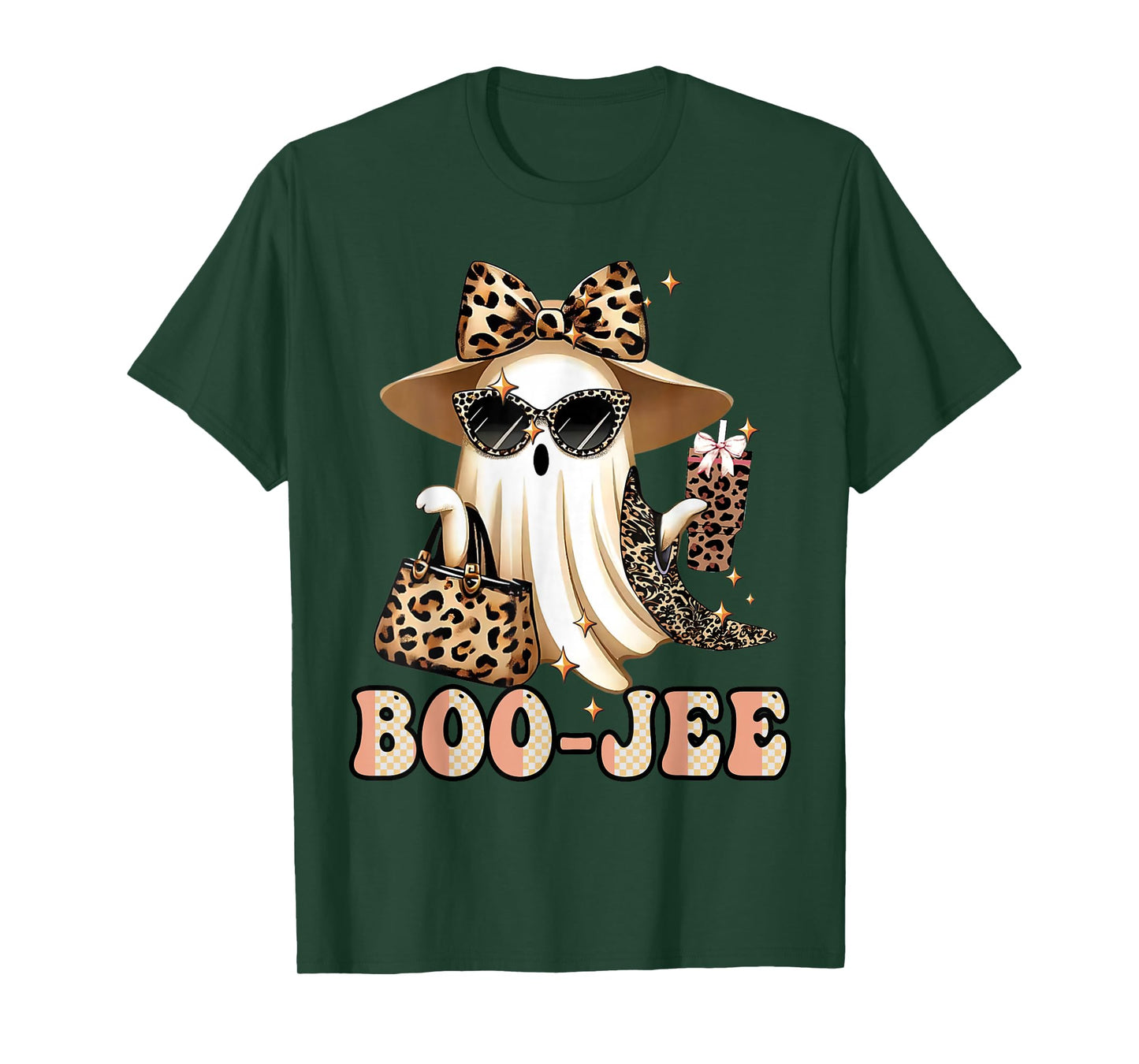 Boo-JEE Ghost Spooky Leopard Boo in Boujee Halloween Costume T-Shirt