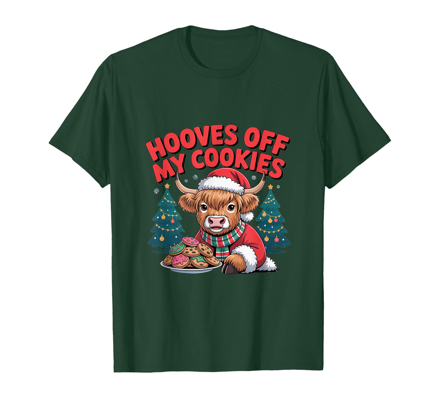 Cute Highland Cow Funny Christmas Cows Lover Santa Humor T-Shirt