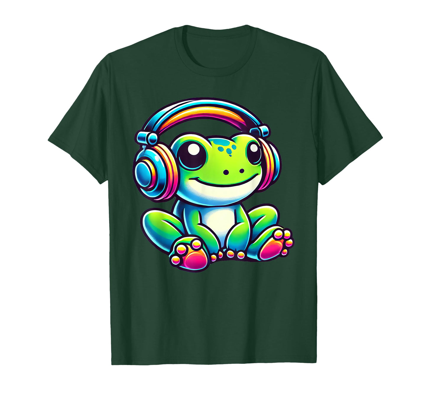 Cute Frog Wearing Headphones T-Shirt