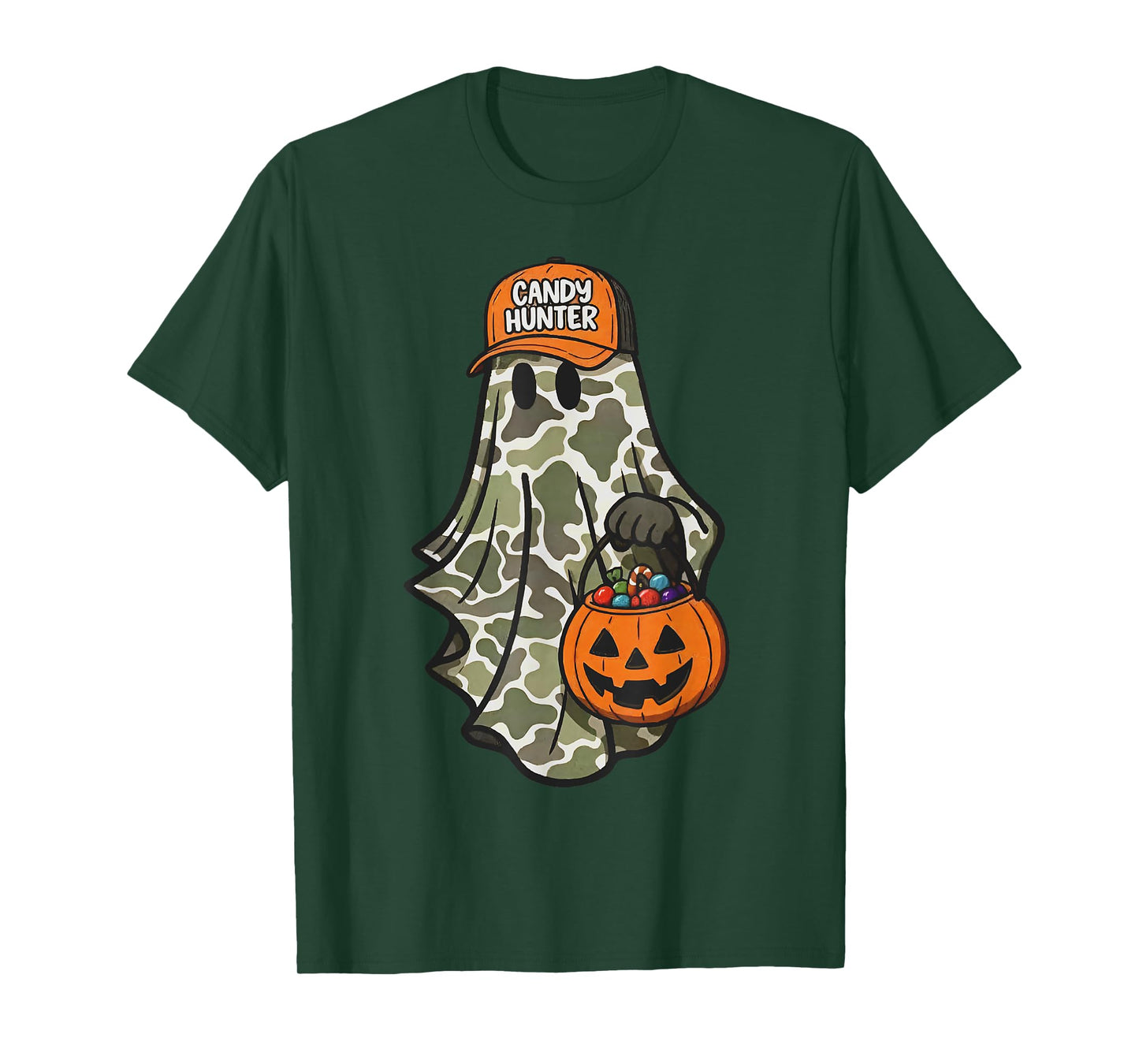 Halloween Camo Ghost Jack O Lantern Pumpkin for Kids Boys T-Shirt