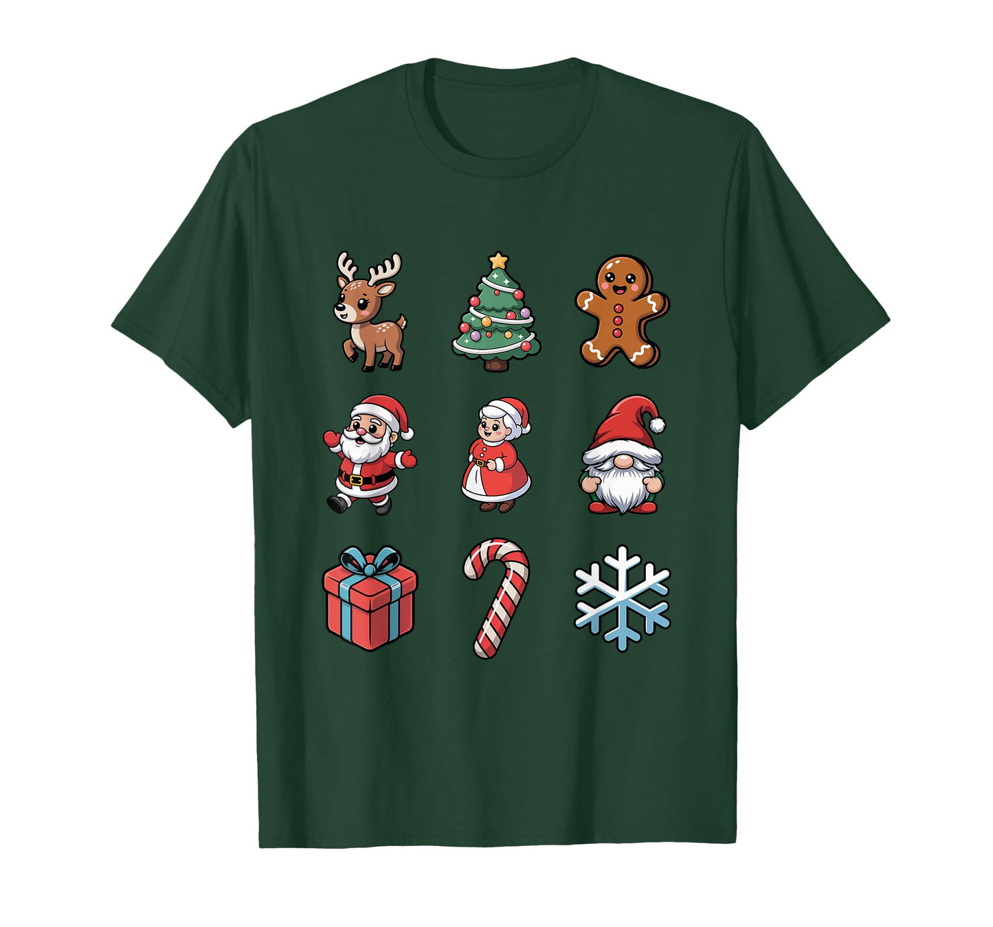 Cute Santa Gnome Reindeer Tree North Pole T-Shirt