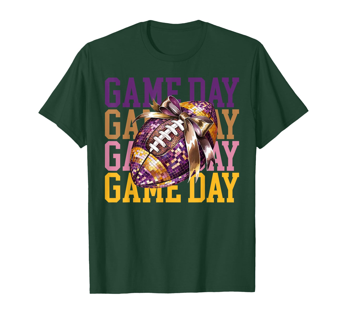 Coquette Bow Disco Funny Football Game Day Touchdown Season T-Shirt