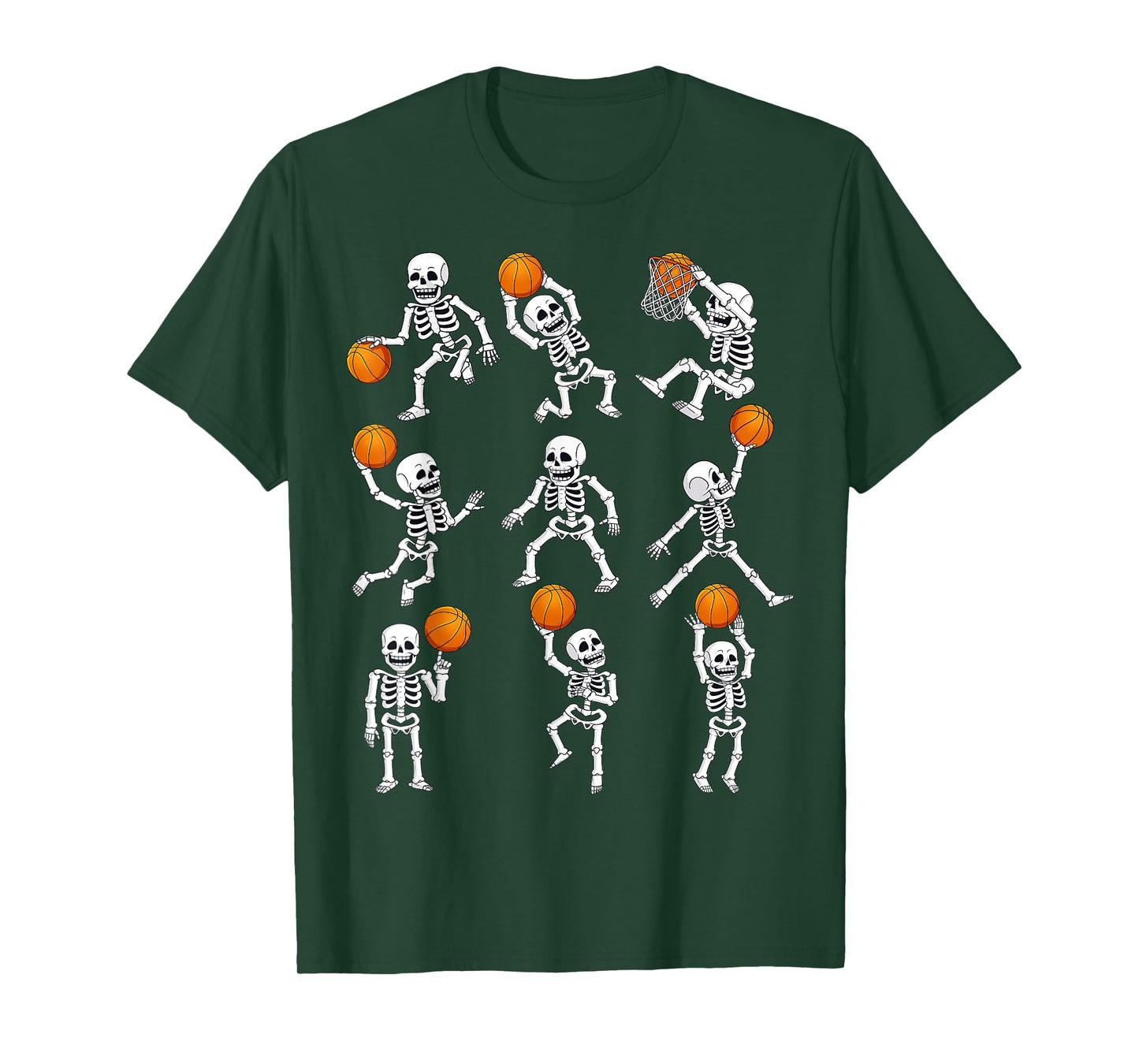 Halloween Basketball Skeletons Dunking Dribble Boys Kids T-Shirt
