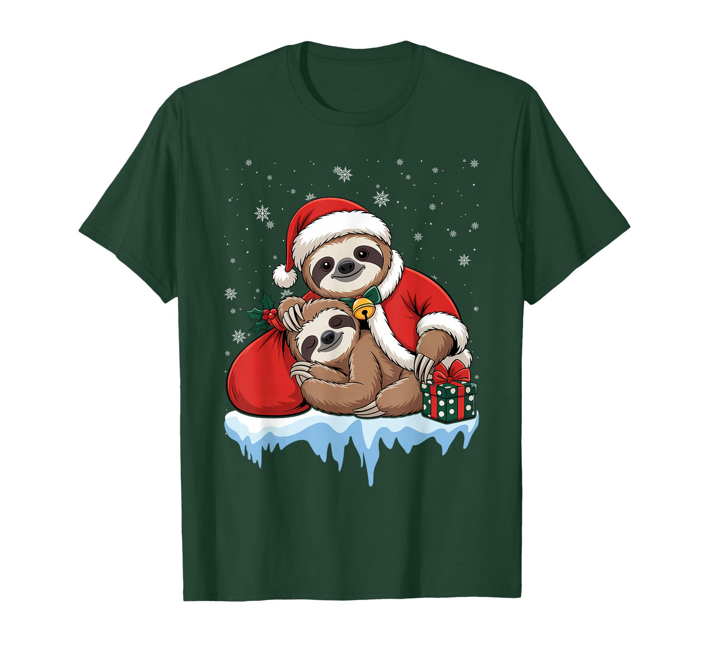 Sloth Santa Hat Christmas Pajama Cute Animal X-Mas Presents T-Shirt