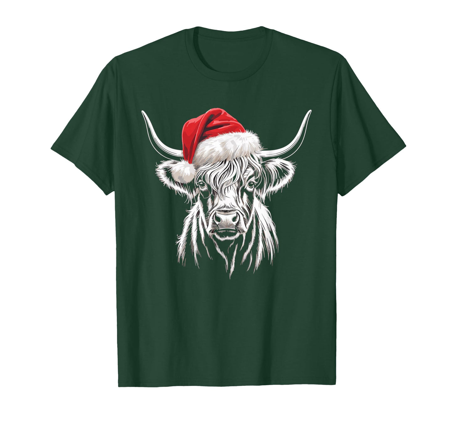 Highland Cow Santa Hat Christmas Highland Cattle Xmas T-Shirt