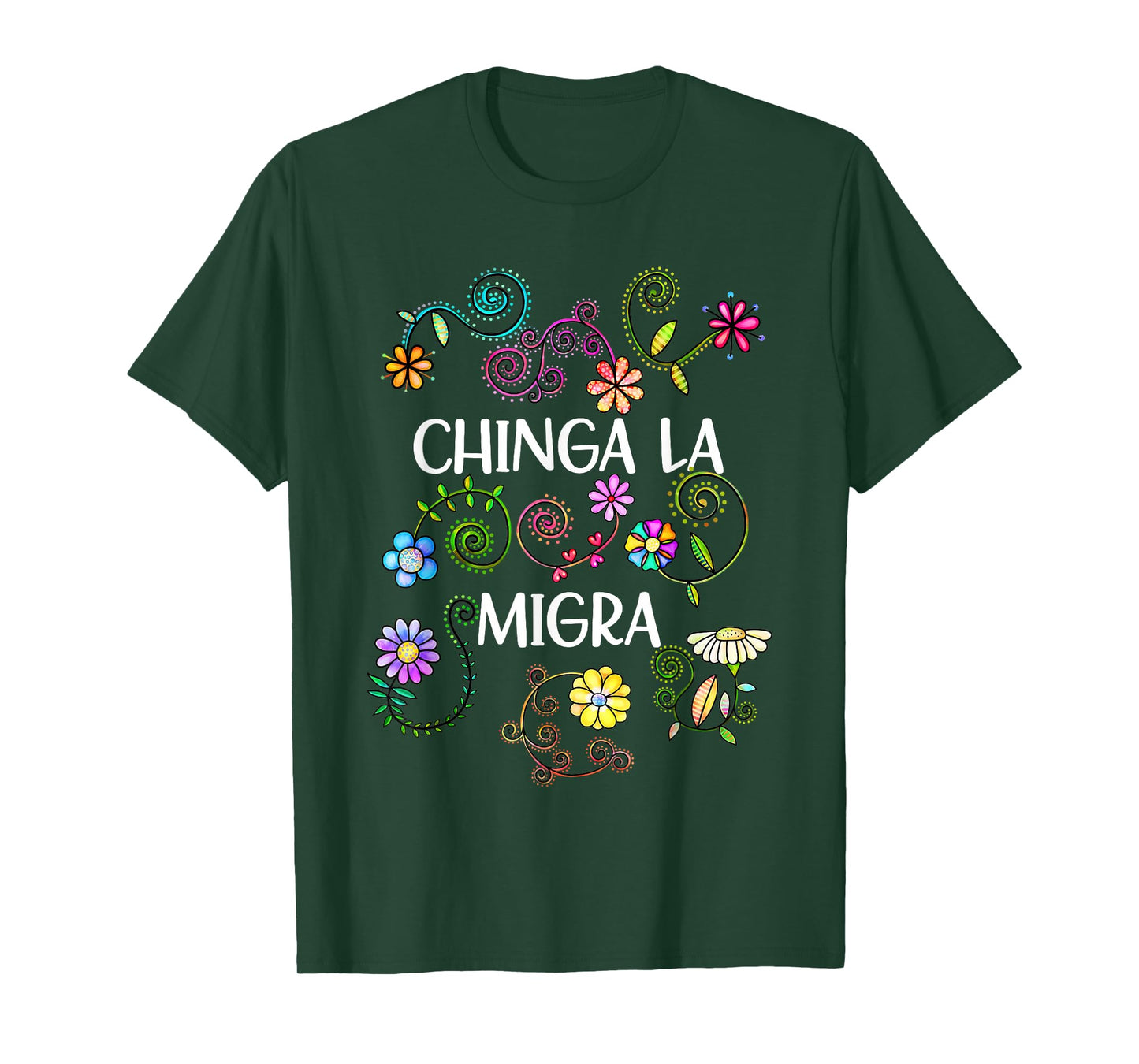 Subtle Floral Chinga La Migra Anti Ice Vintage Abolish Ice T-Shirt
