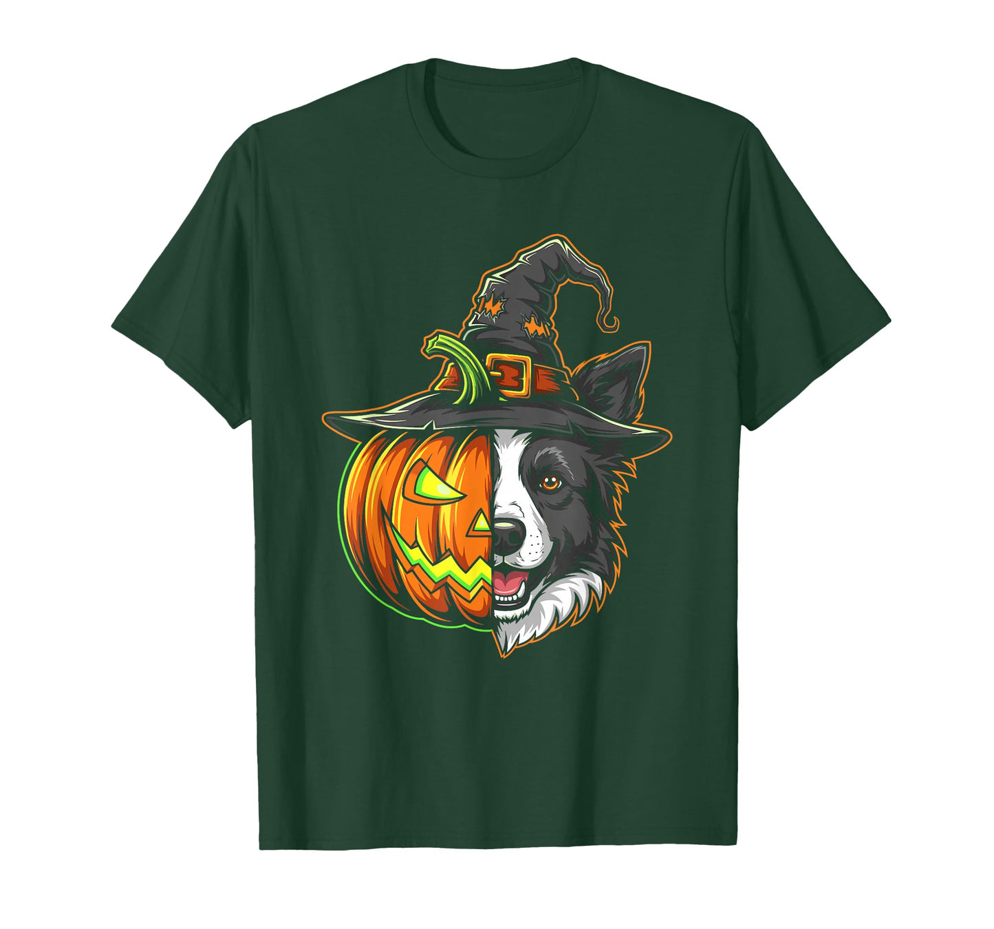 Border Collie Pumpkin Jack O Lantern Halloween Mens Womens T-Shirt